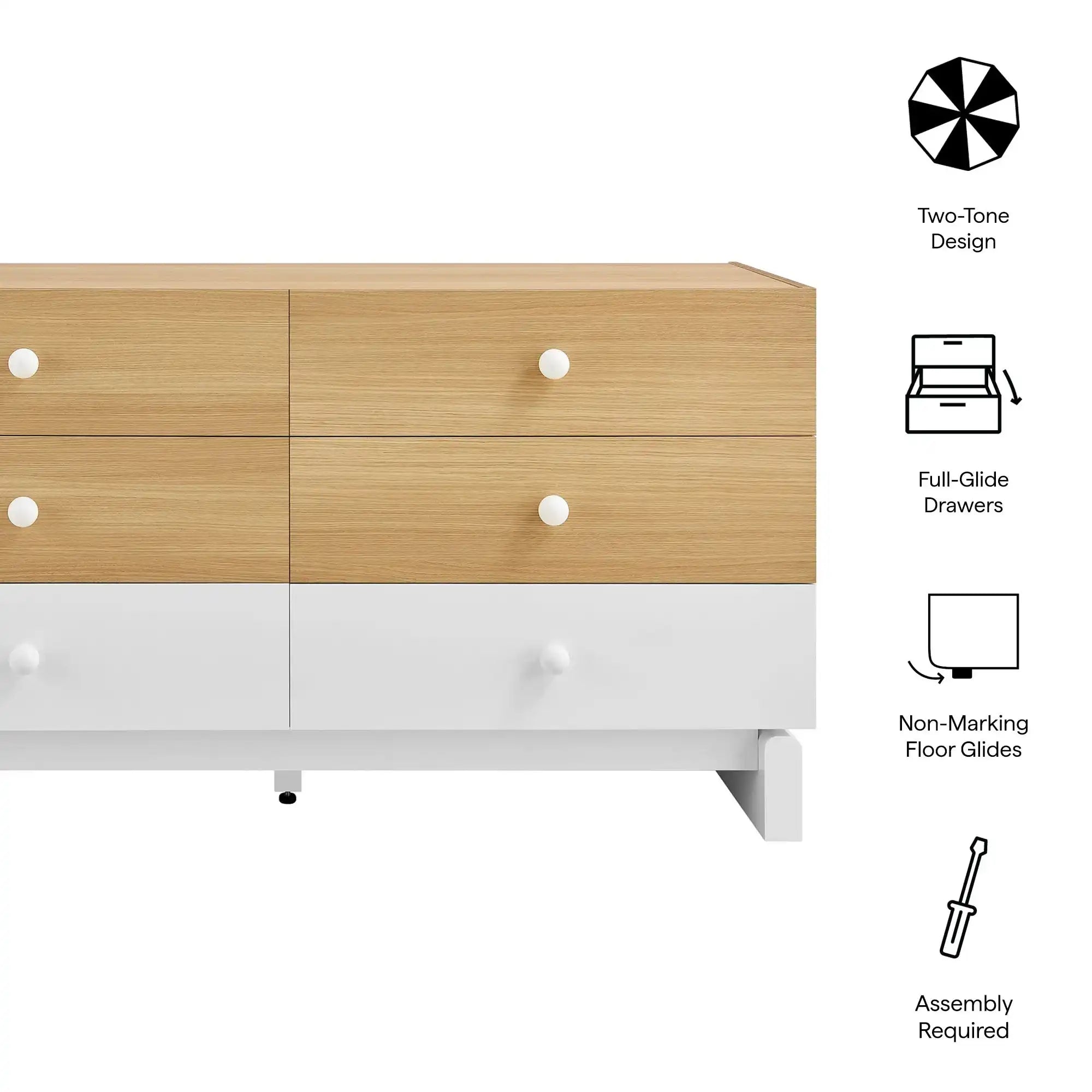 Nolia 6-Drawer Color Block Dresser - Best Buy Furniture