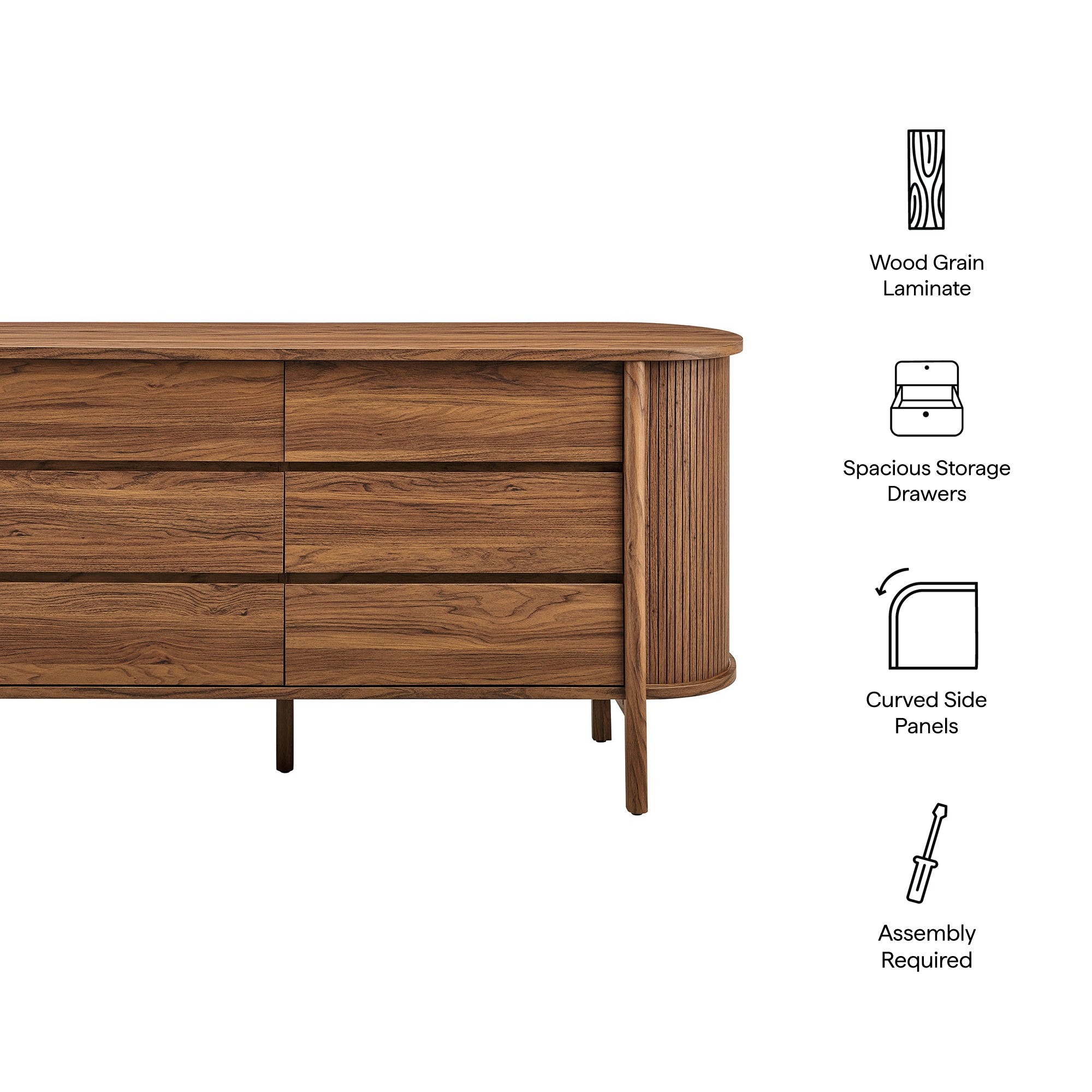 Cadence 6-Drawer Curved Dresser by Modway - Best Buy Furniture