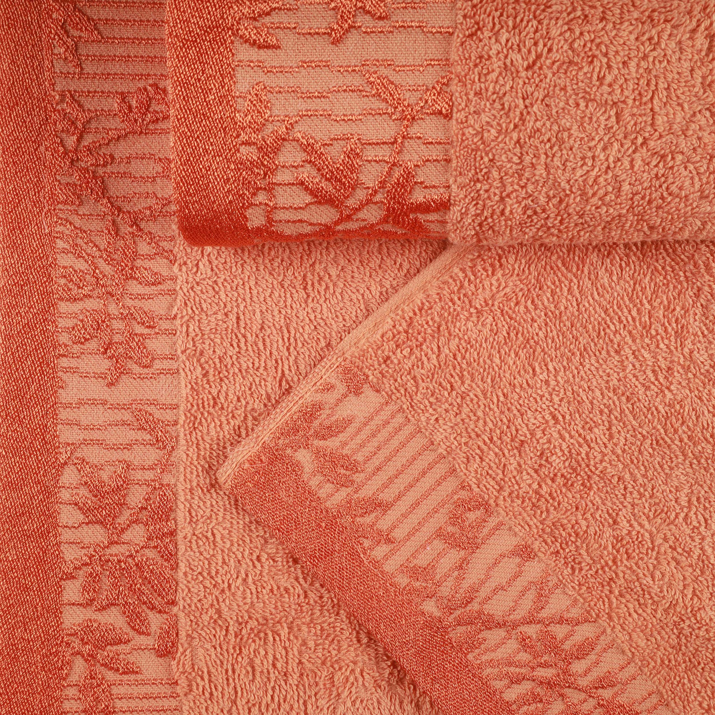 Cotton Floral Jacquard Border Bath Towel Set of 4 - Bath Towel by Superior Brand