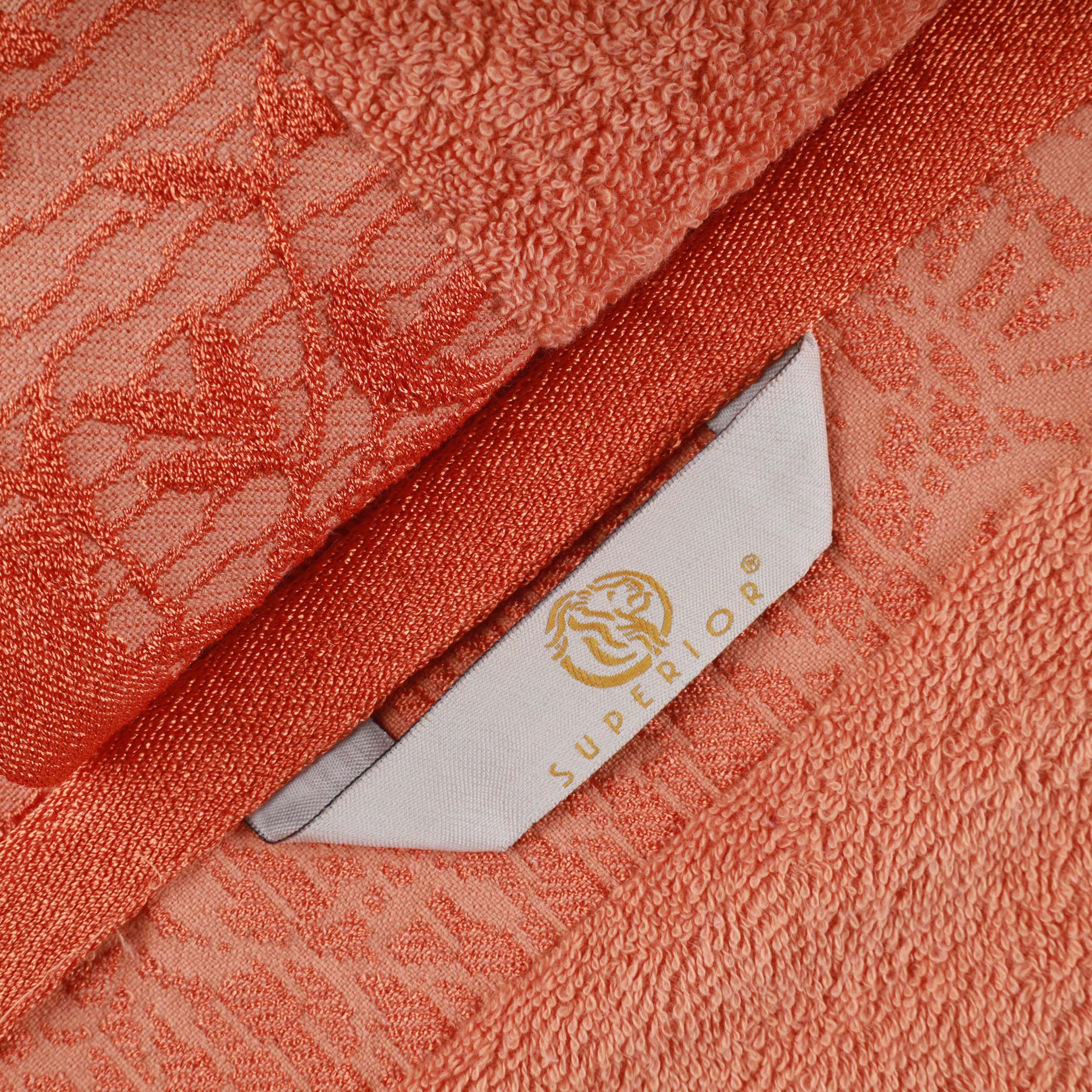 Cotton Floral Jacquard Border Bath Towel Set of 4 - Bath Towel by Superior Brand
