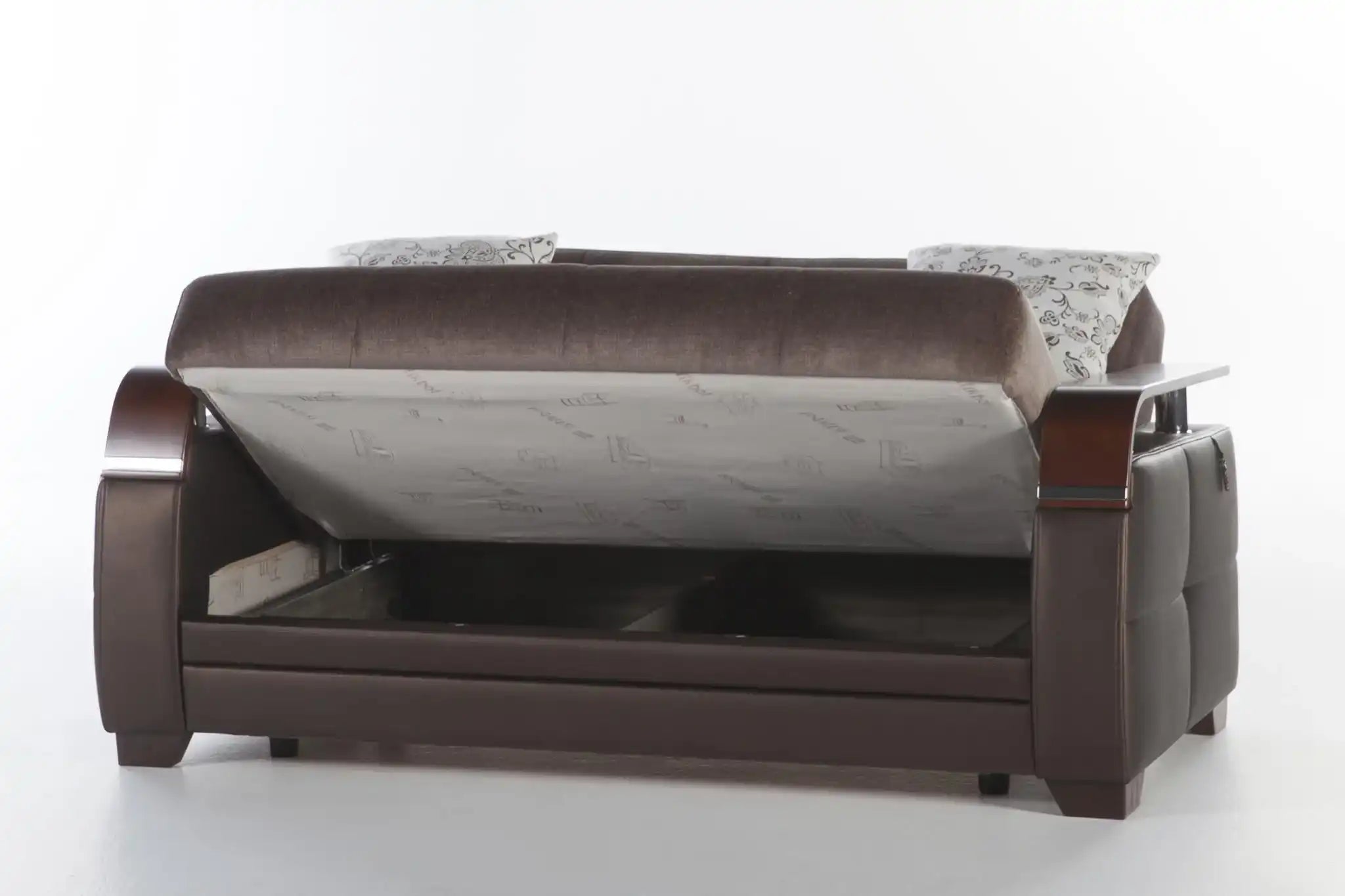 Natural Sleeper Sofa Bed – 88" Wide with Wooden Arms & Hidden Storage | Modern Functional Sofa - Best Buy Furniture