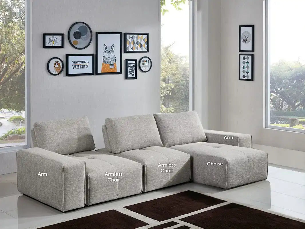 Jazz Reversible Sectional – Barley Fabric with Adjustable Backrests - Best Buy Furniture