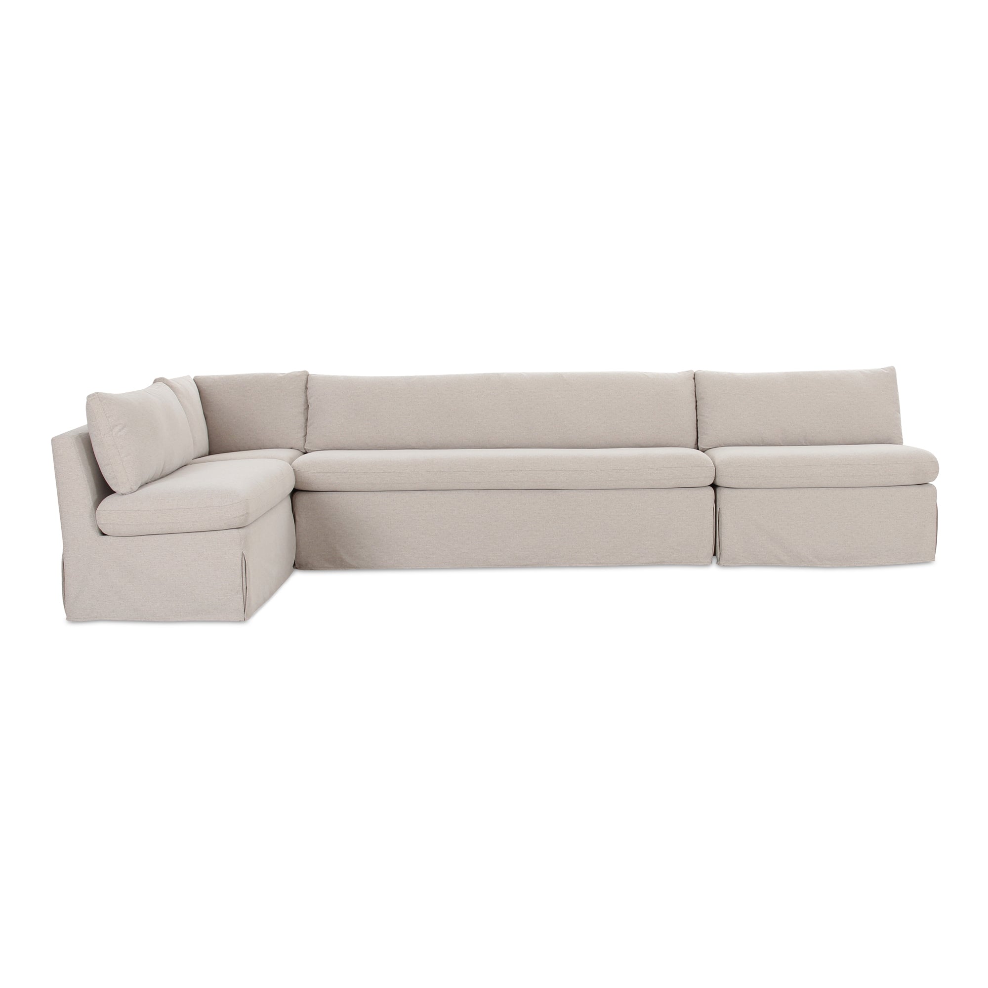 Fable Slipcover Dining Banquette L-Shape Beige 139.5 in. - Moes Home