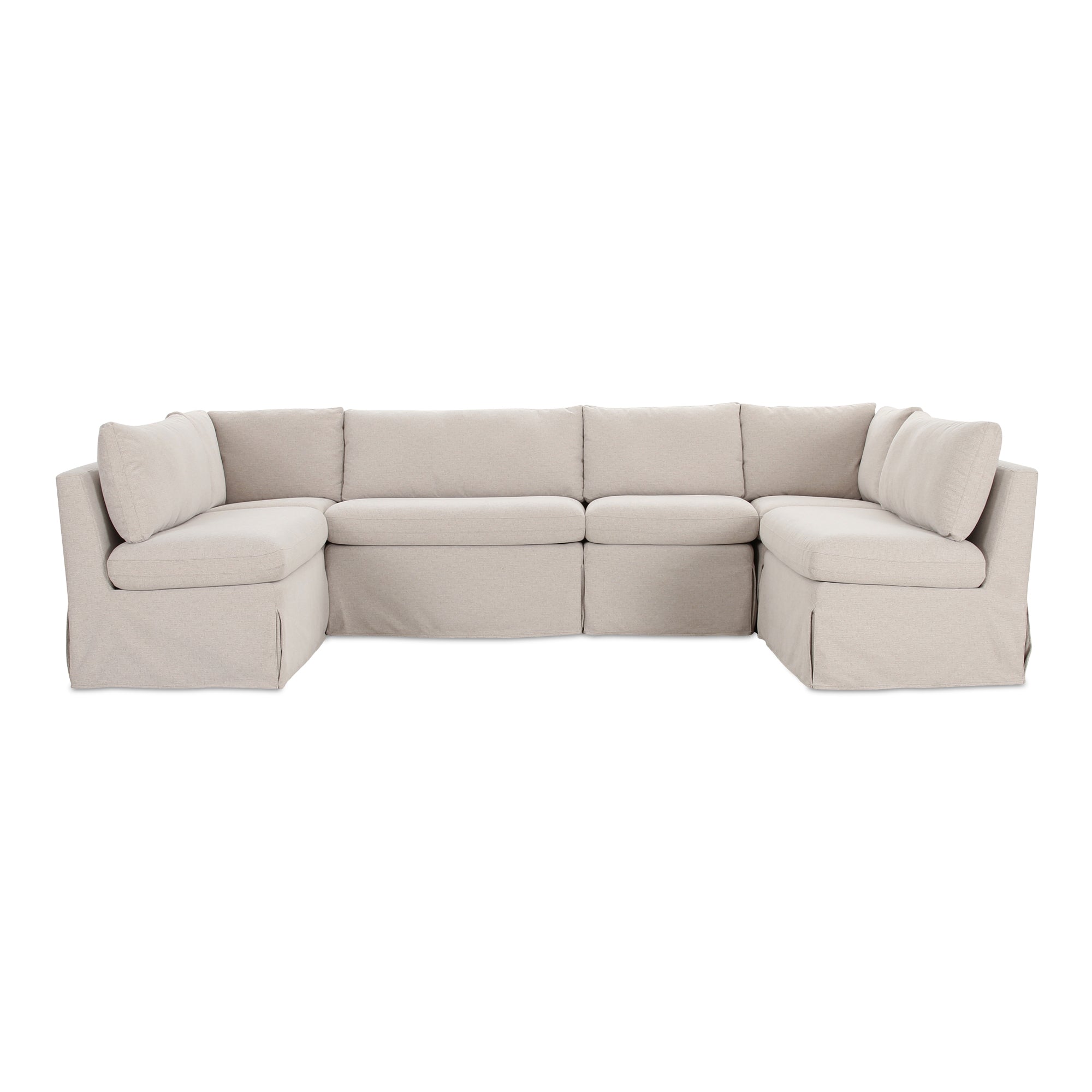 Fable Slipcover Dining Banquette U-Shape Beige 121 in. - Moes Home