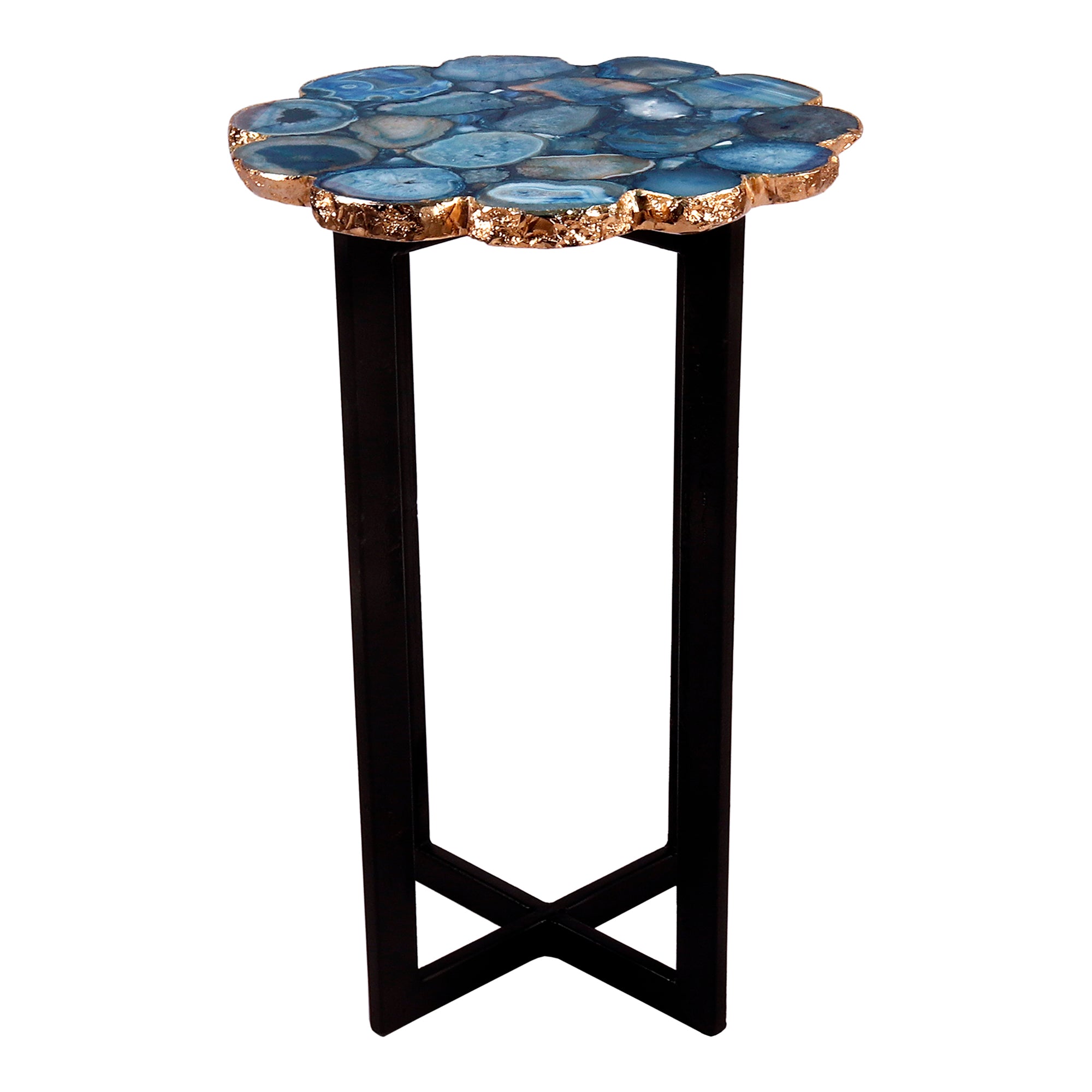 Azul Agate Accent Table Blue - Moes Home