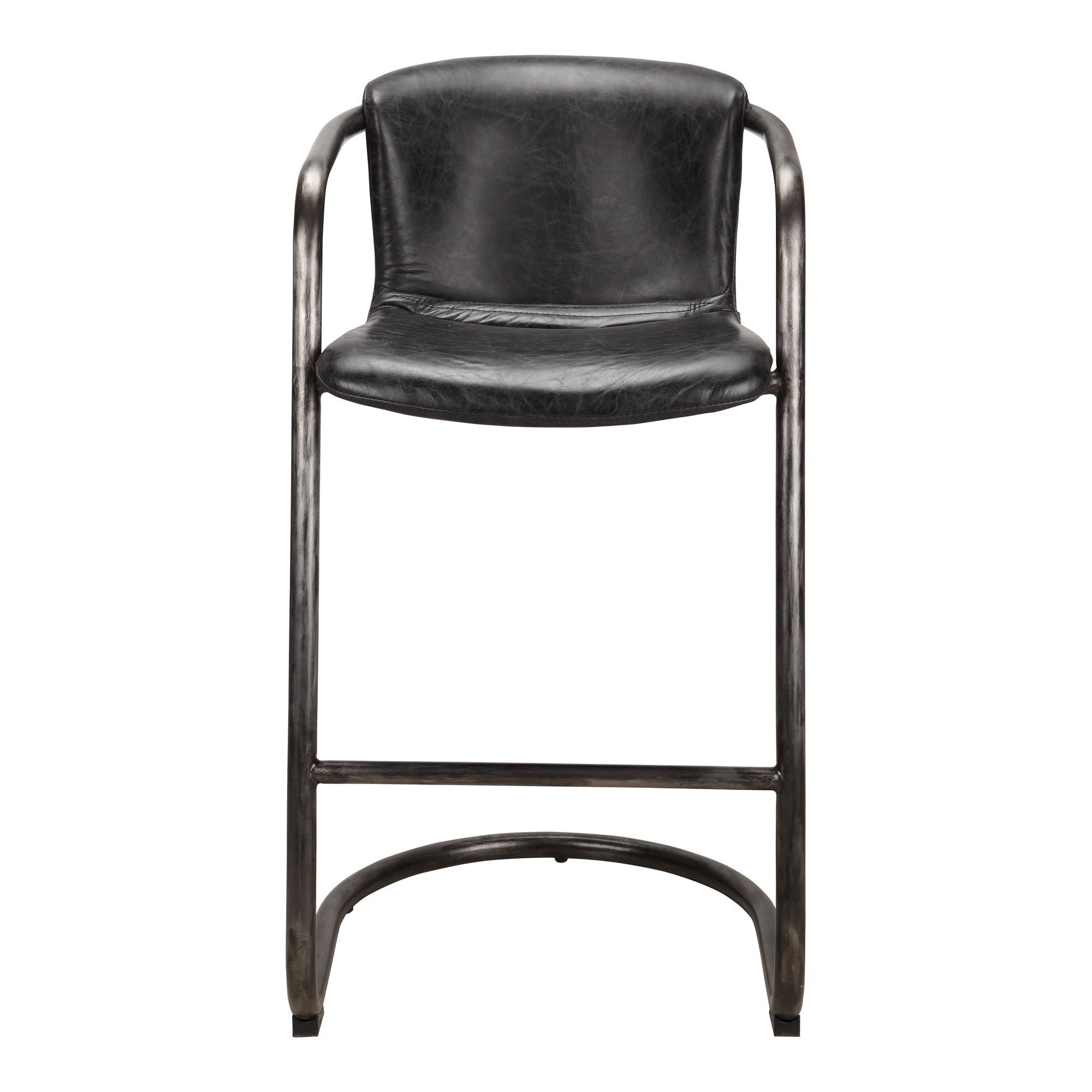 Freeman Barstool Grazed Brown Leather - Set Of Two