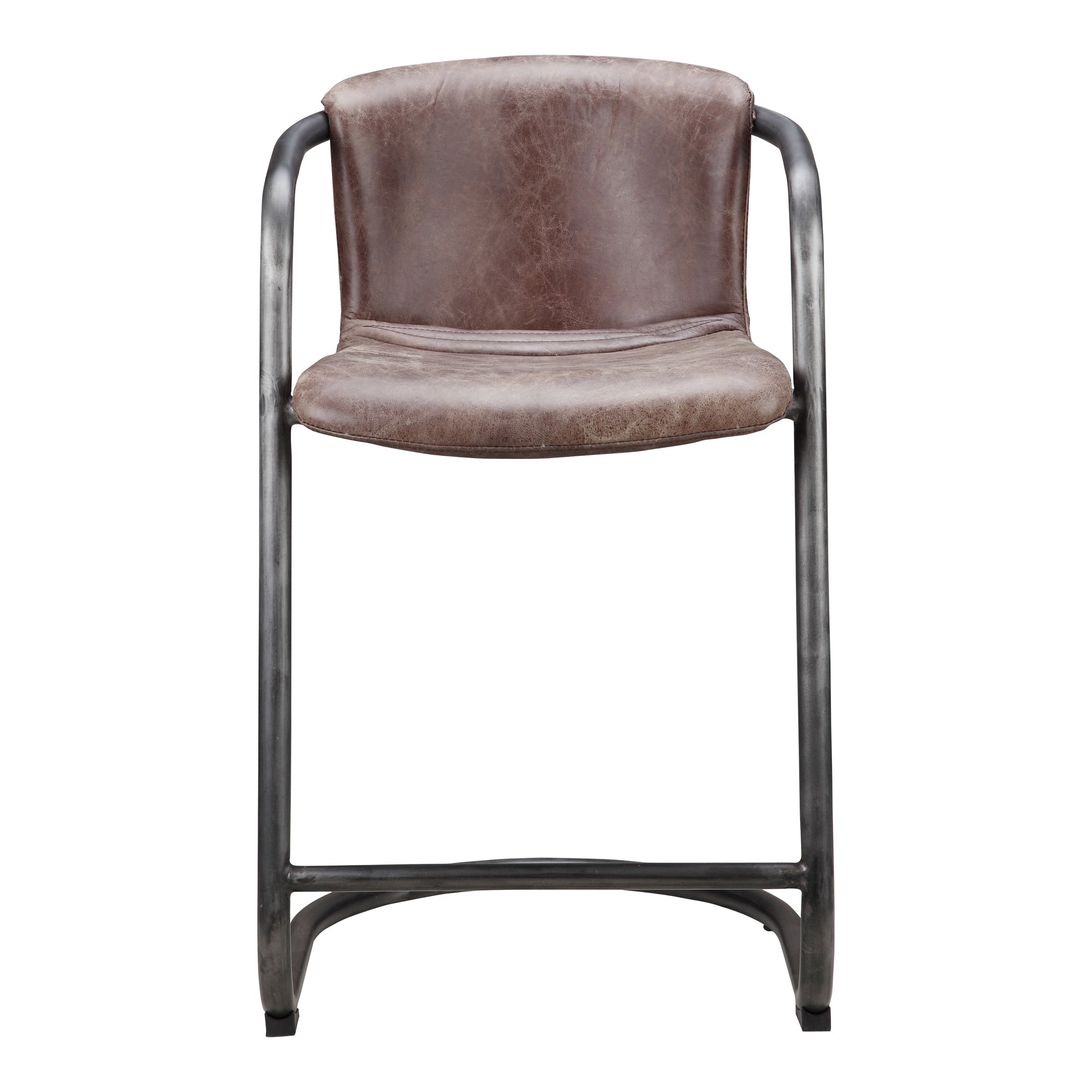 Freeman Counter Stool Onyx Black Leather - Set Of Two