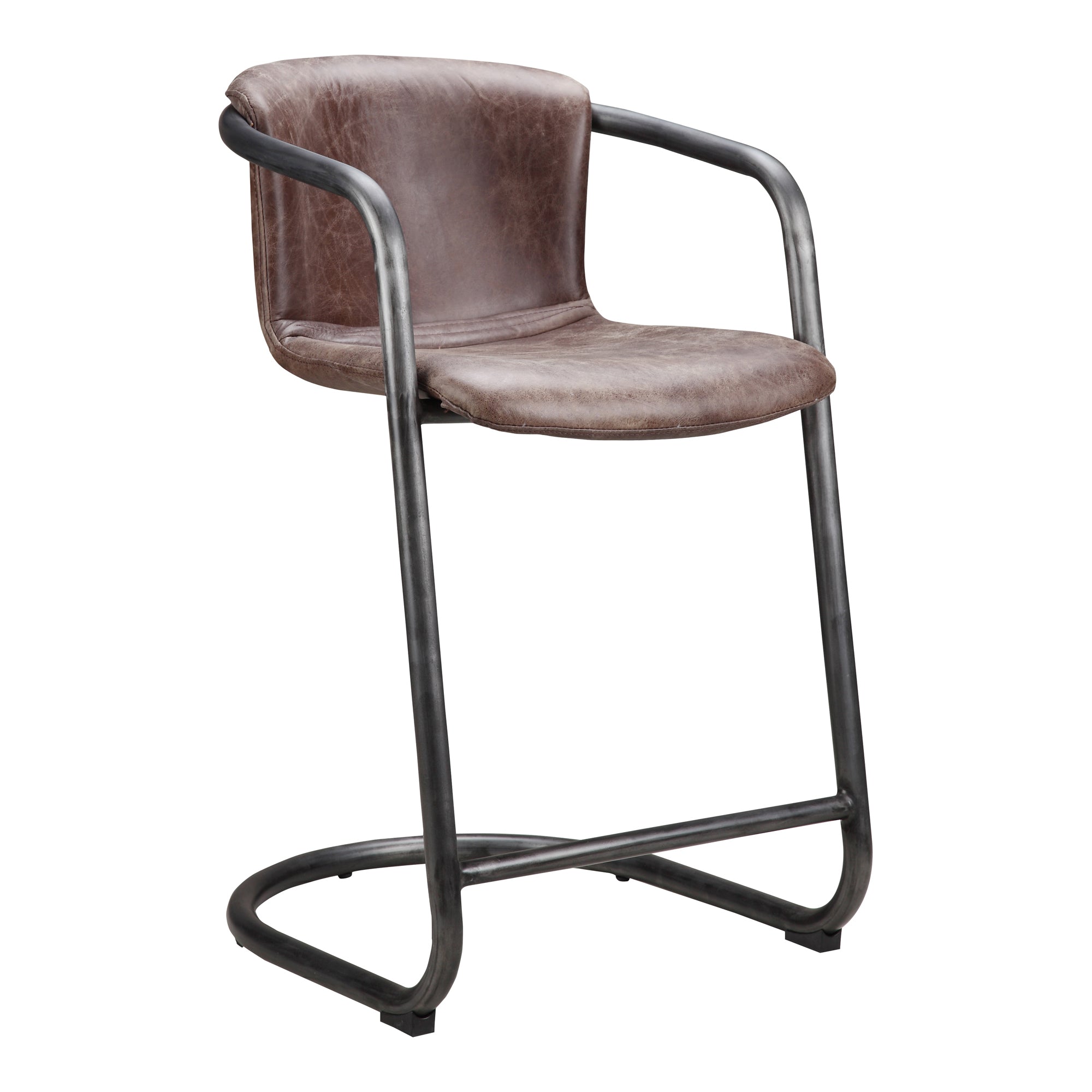 Freeman Counter Stool Onyx Black Leather - Set Of Two