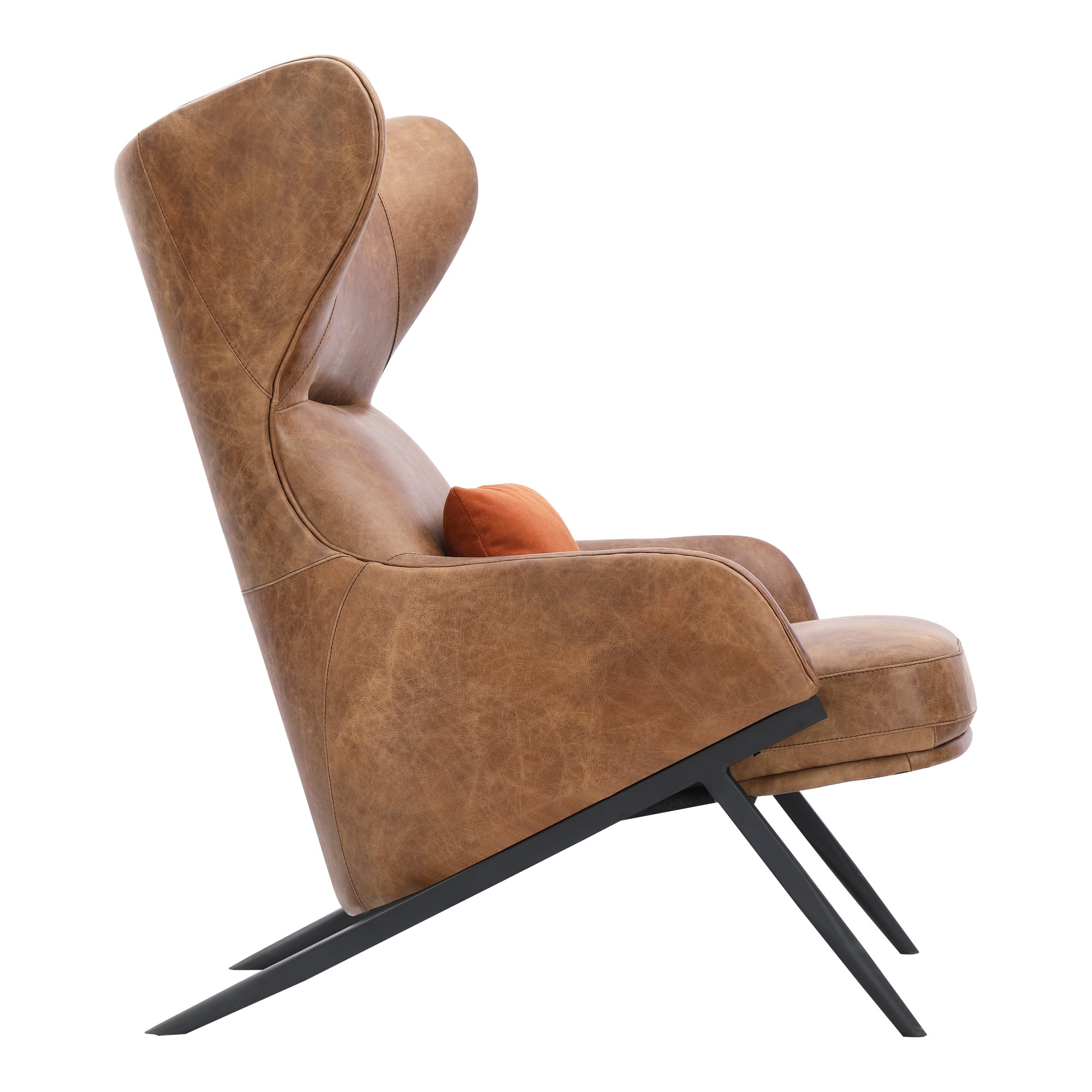 Amos Leather Accent Chair Open Road Brown - Moes Home