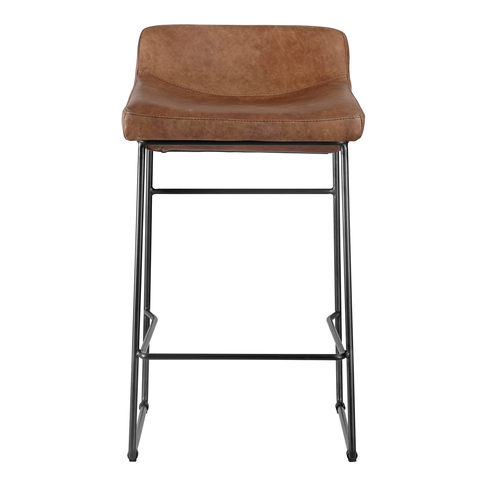 Starlet Counter Stool Onyx Black Leather - Set Of Two