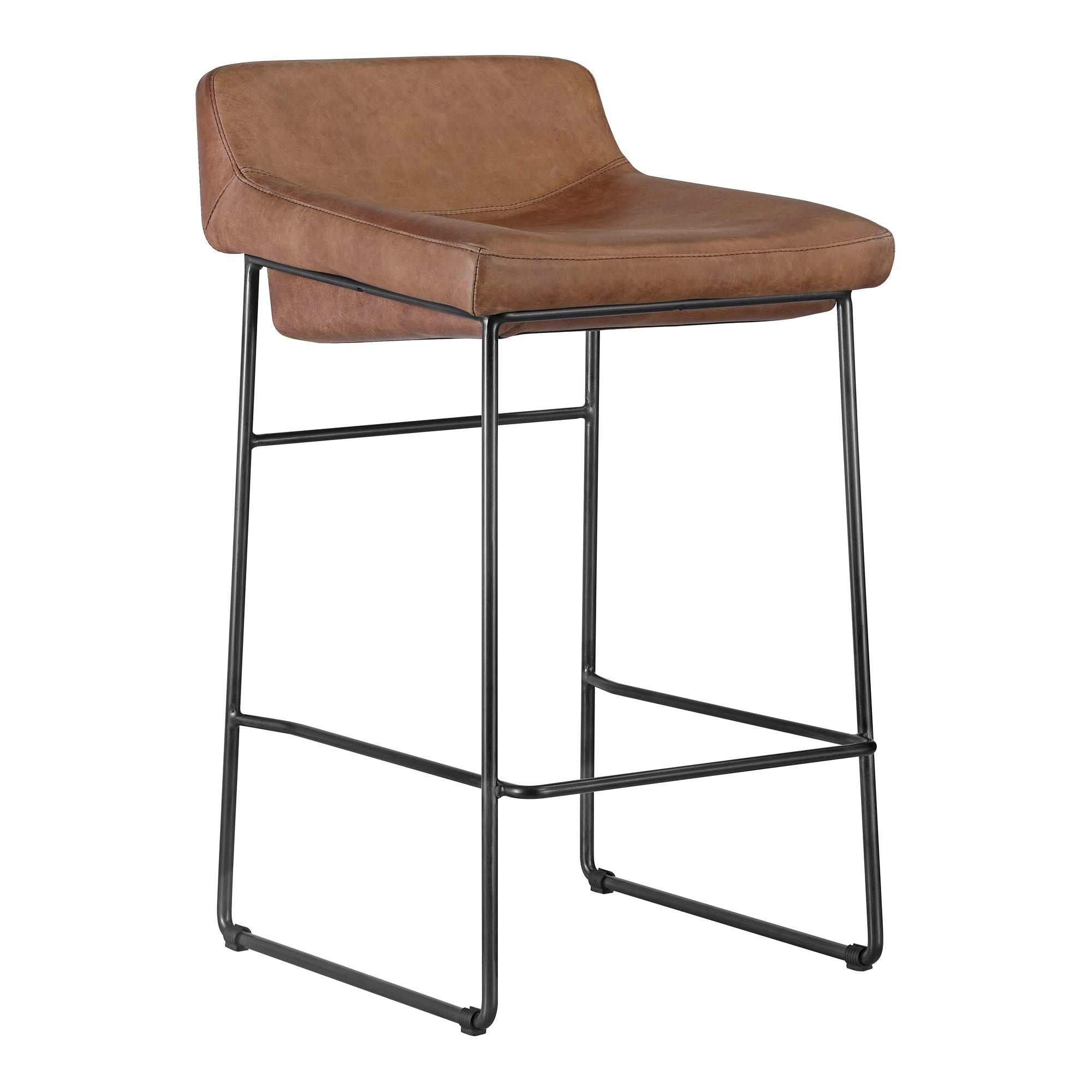 Starlet Counter Stool Onyx Black Leather - Set Of Two