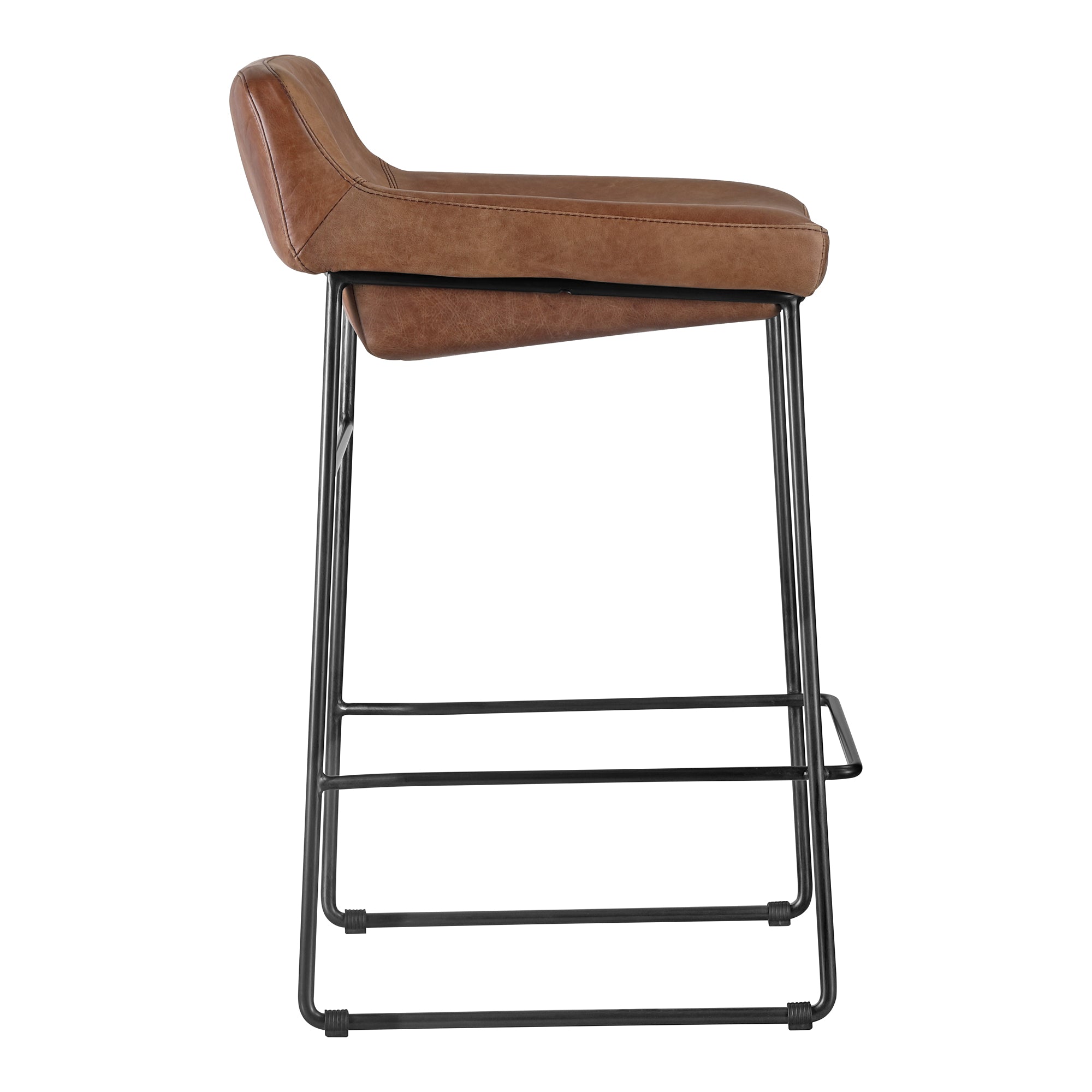 Starlet Counter Stool Onyx Black Leather - Set Of Two
