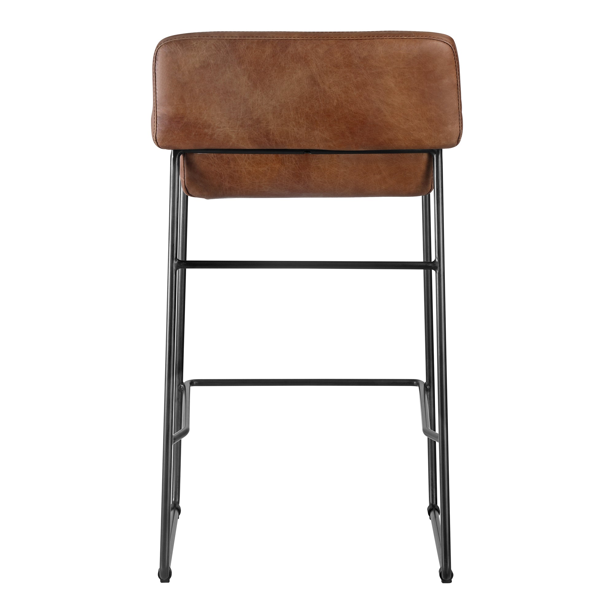 Starlet Counter Stool Onyx Black Leather - Set Of Two