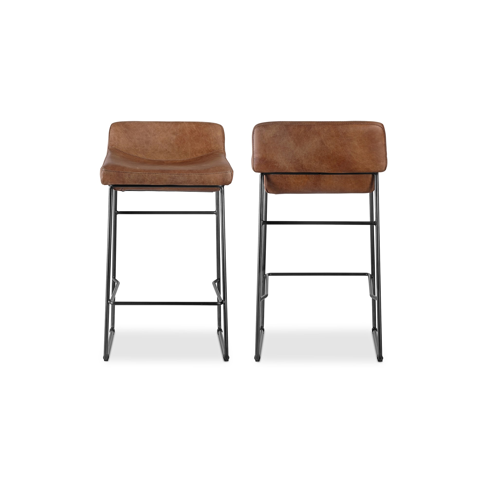 Starlet Counter Stool Onyx Black Leather - Set Of Two