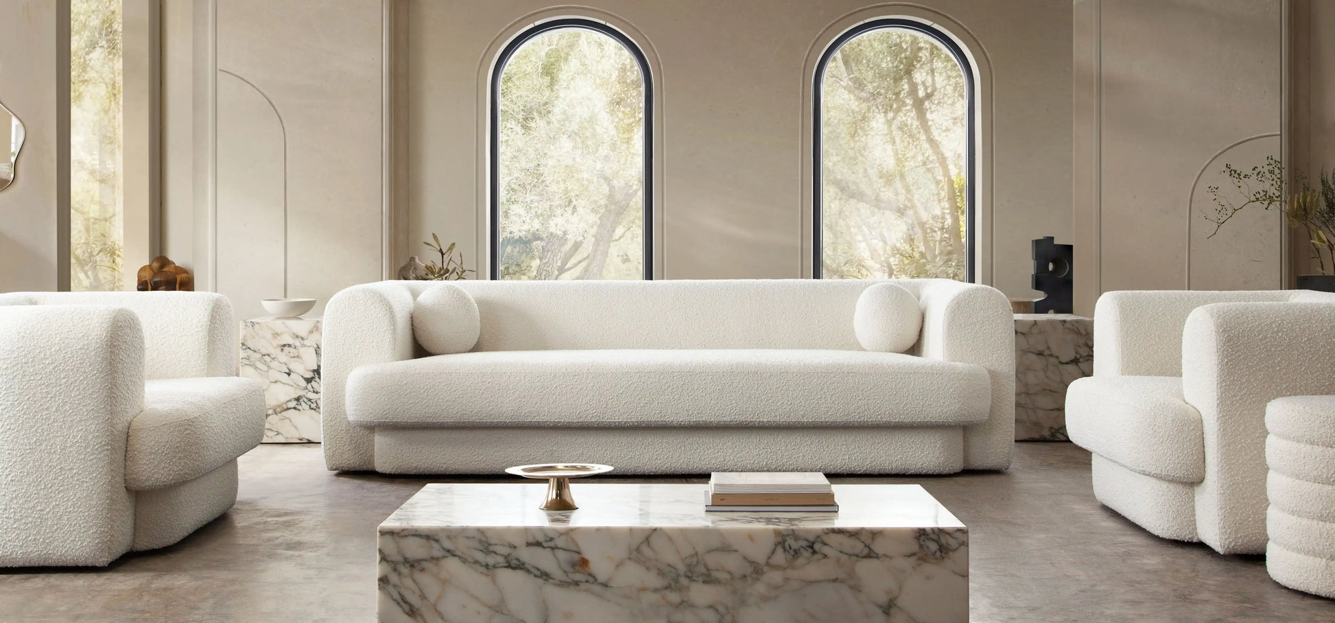 Form Ivory Boucle Sofa - Best Buy Furniture
