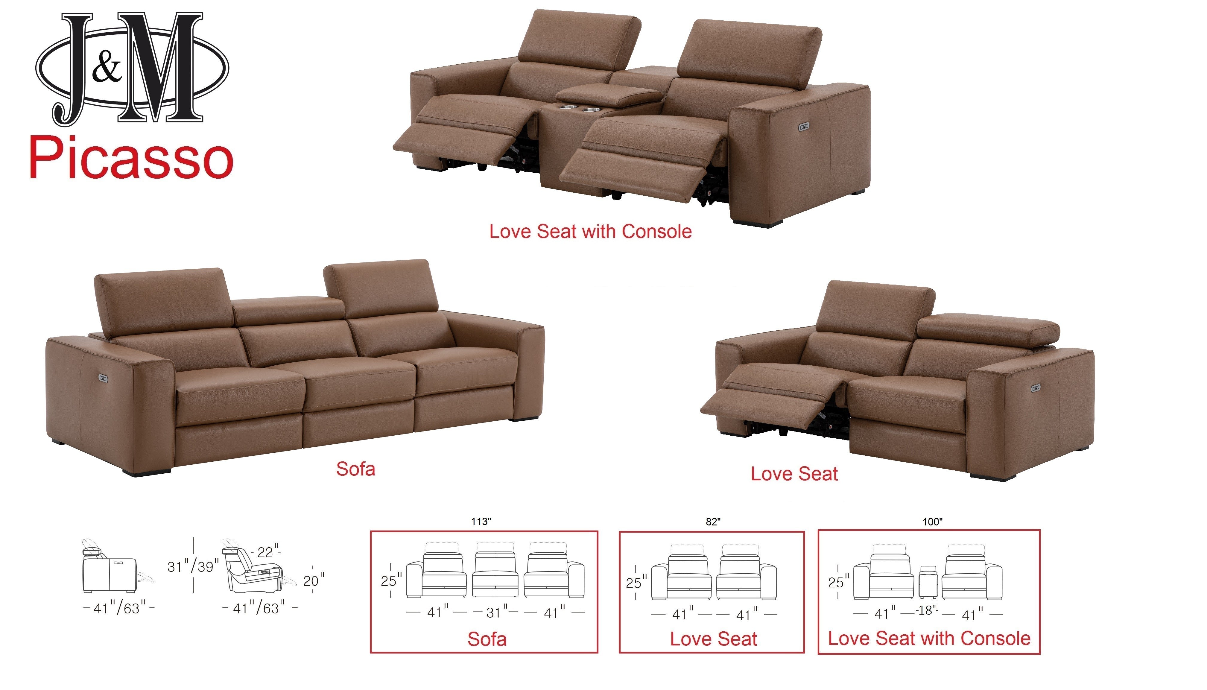 Picasso Love Seat J&M- With Console