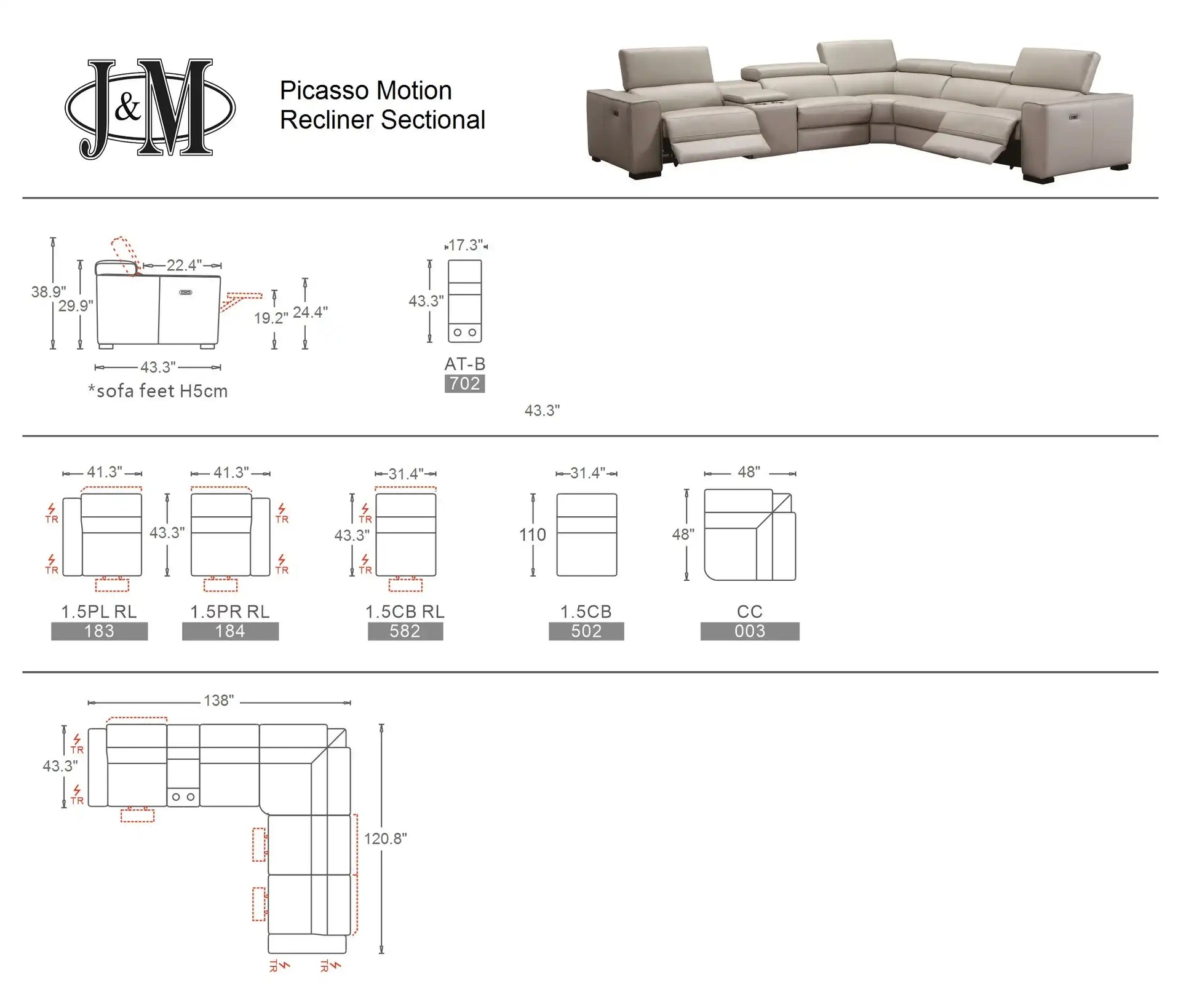 Picasso 6Pc Motion Sectional J&M - Best Buy Furniture
