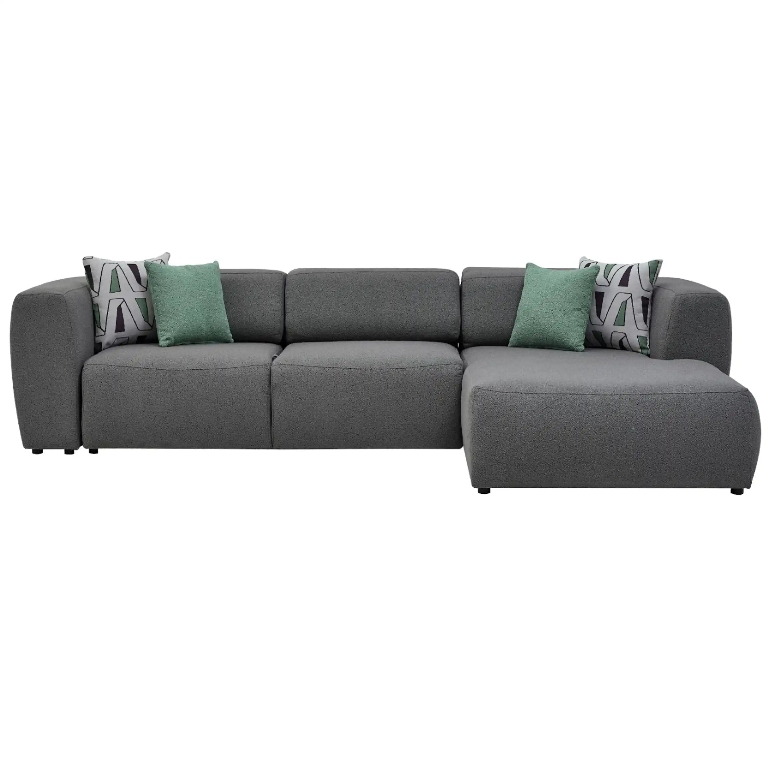 Picasso 119" Wide Convertible Sleeper Sectional – Gray (RAF) Bouclé Fabric - Best Buy Furniture