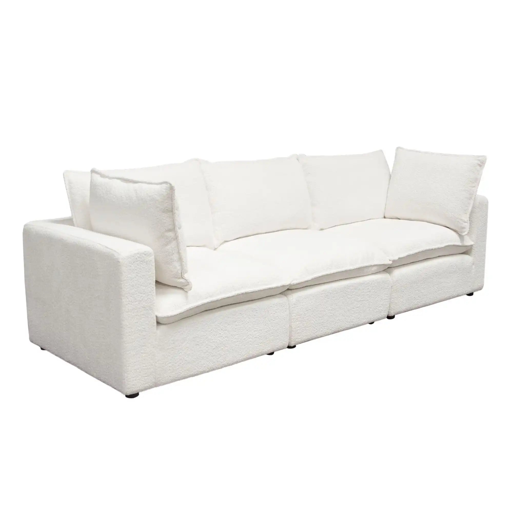Ivy 3 Piece Modular Down Sofa – White Faux Shearling - Best Buy Furniture