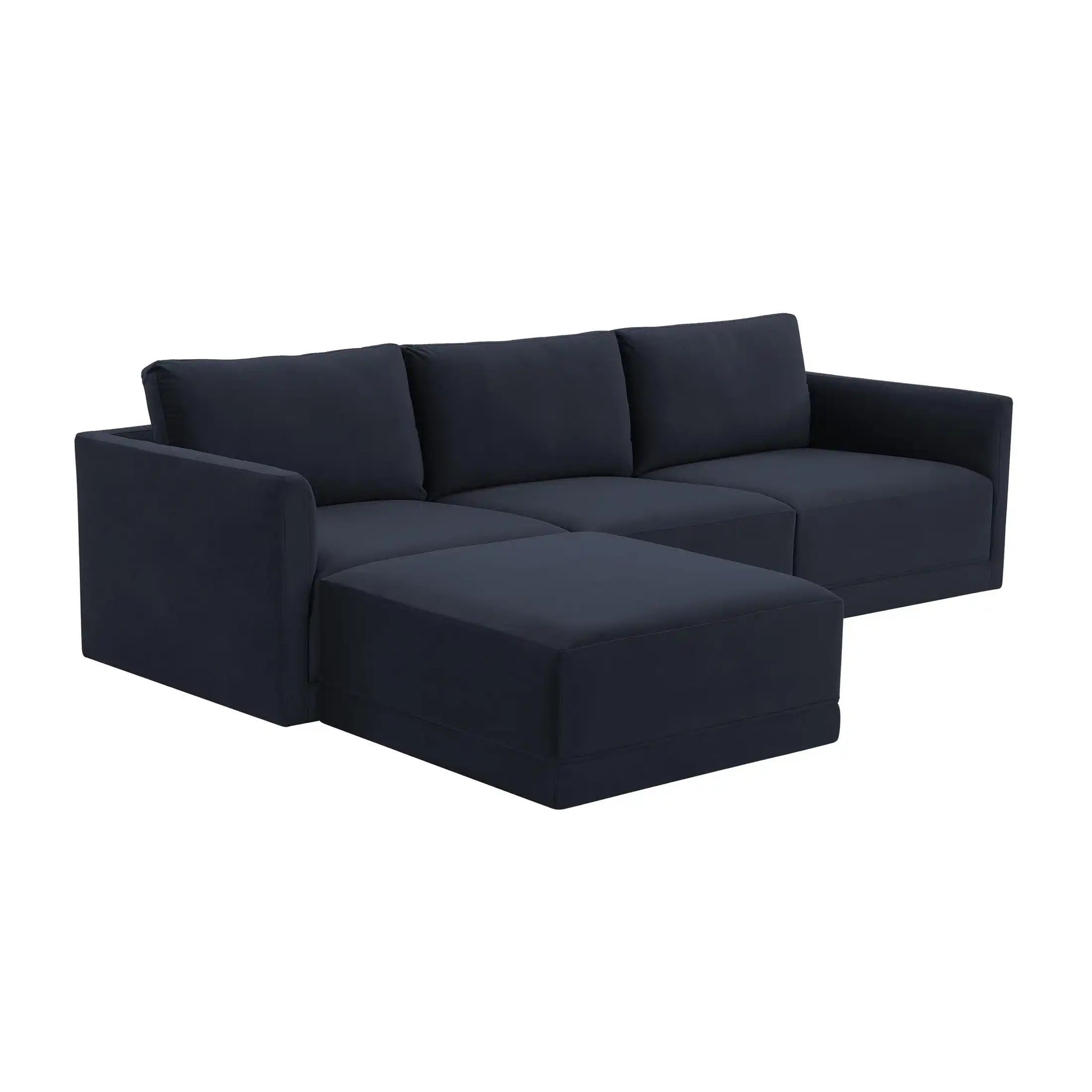 Willow Velvet Modular 4-Piece Sectional Navy - Best Buy Furniture