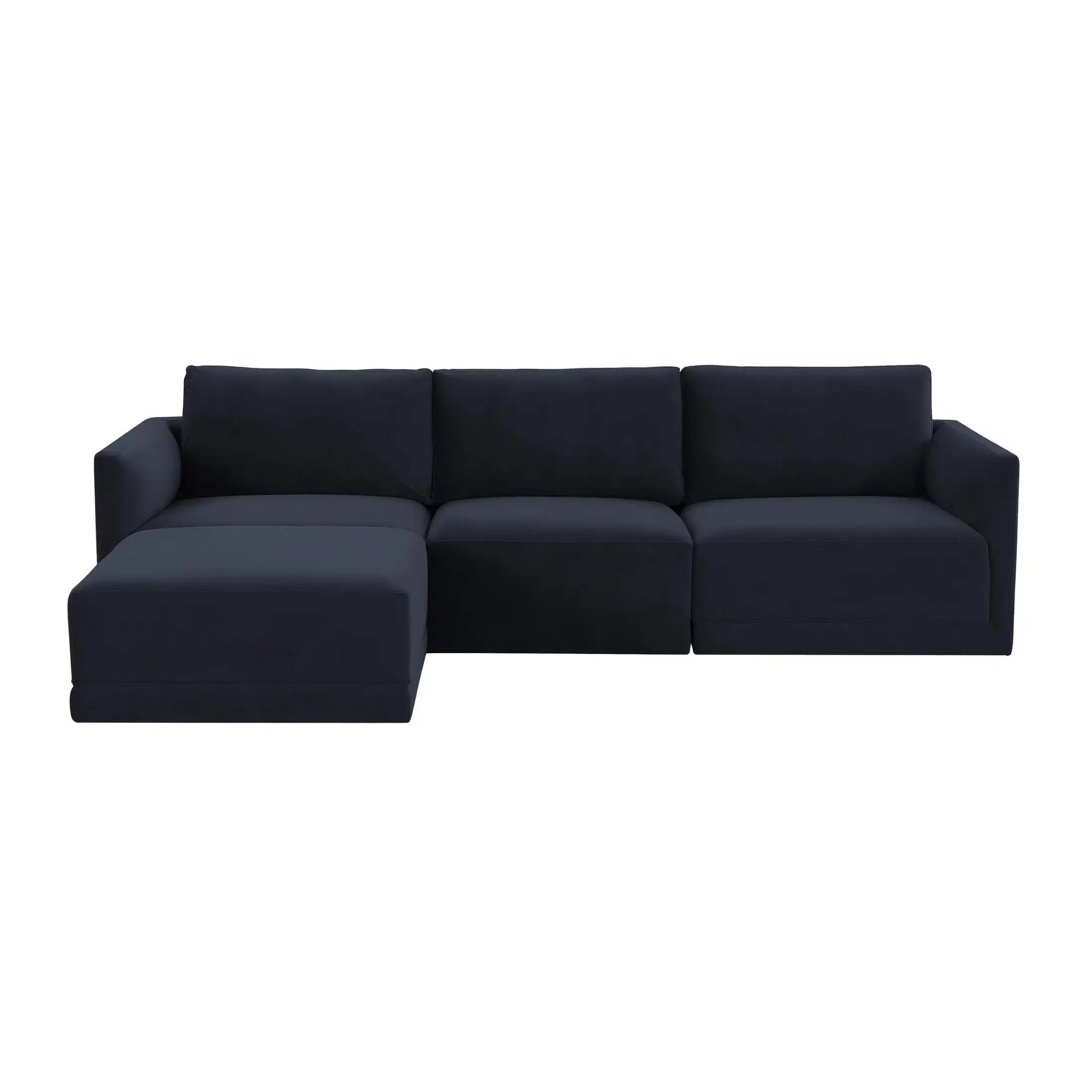 Willow Velvet Modular 4-Piece Sectional Navy - Best Buy Furniture