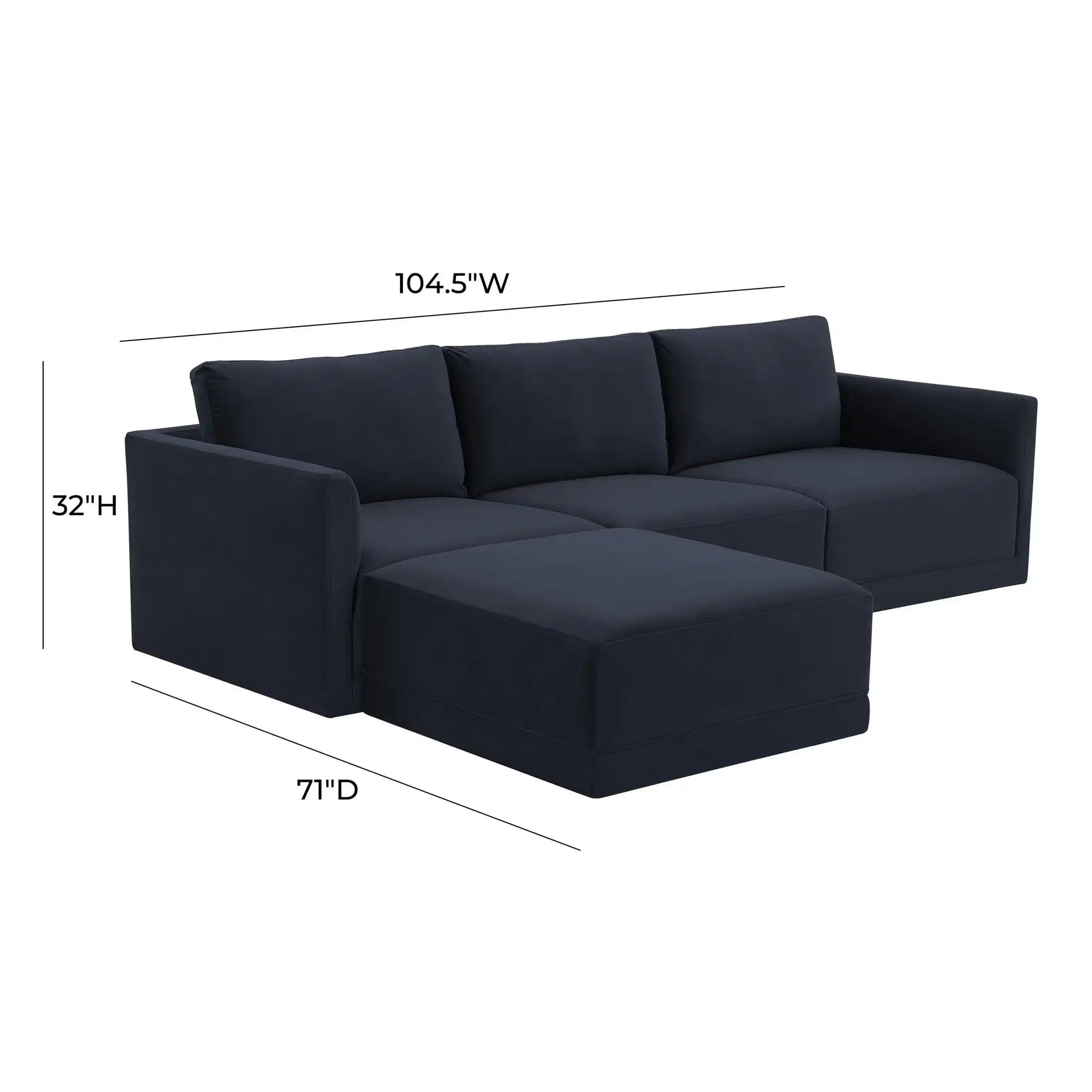 Willow Velvet Modular 4-Piece Sectional Navy - Best Buy Furniture