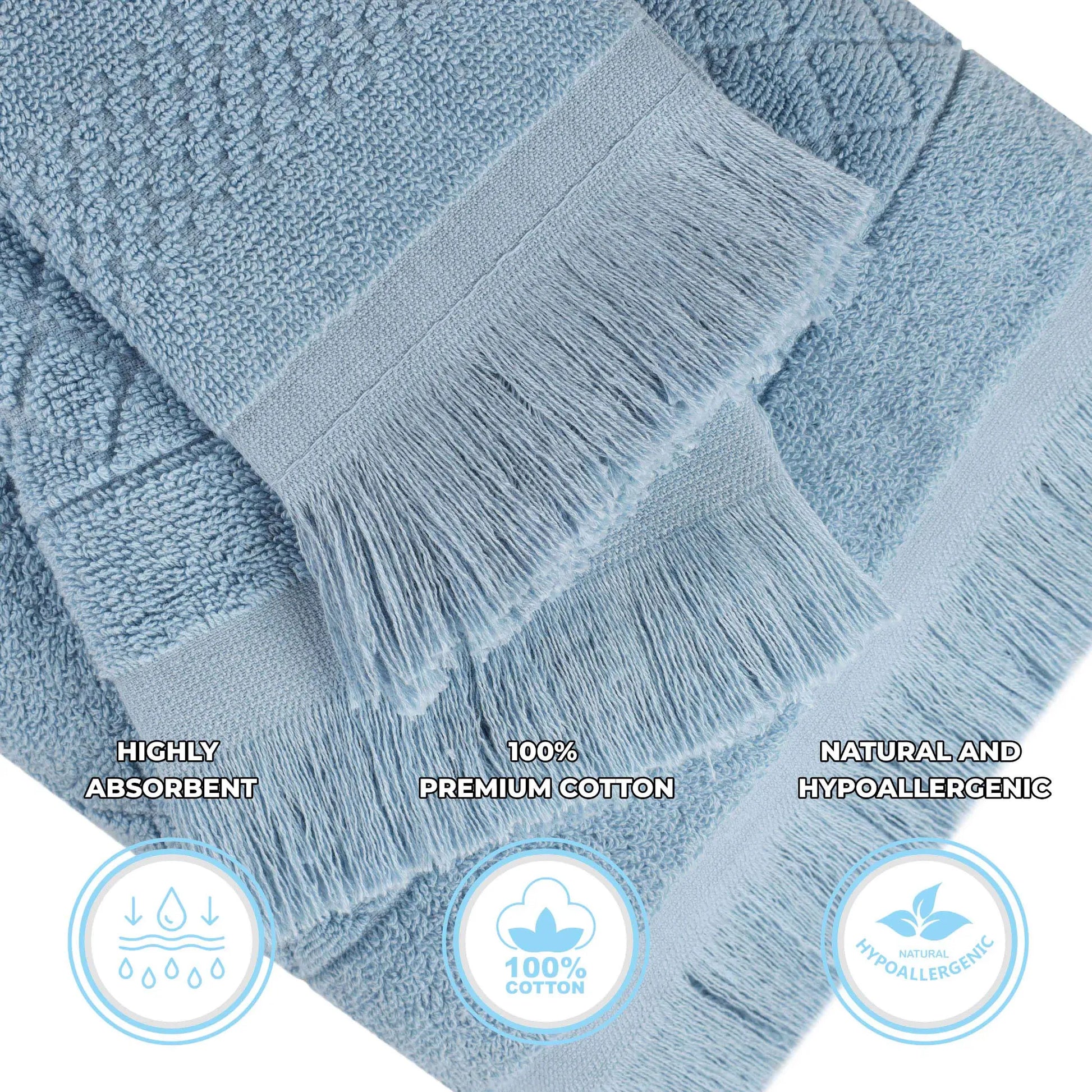 Cotton Geometric Jacquard Absorbent Bath Towel Set of 3 - Bath Towel by Superior Brand