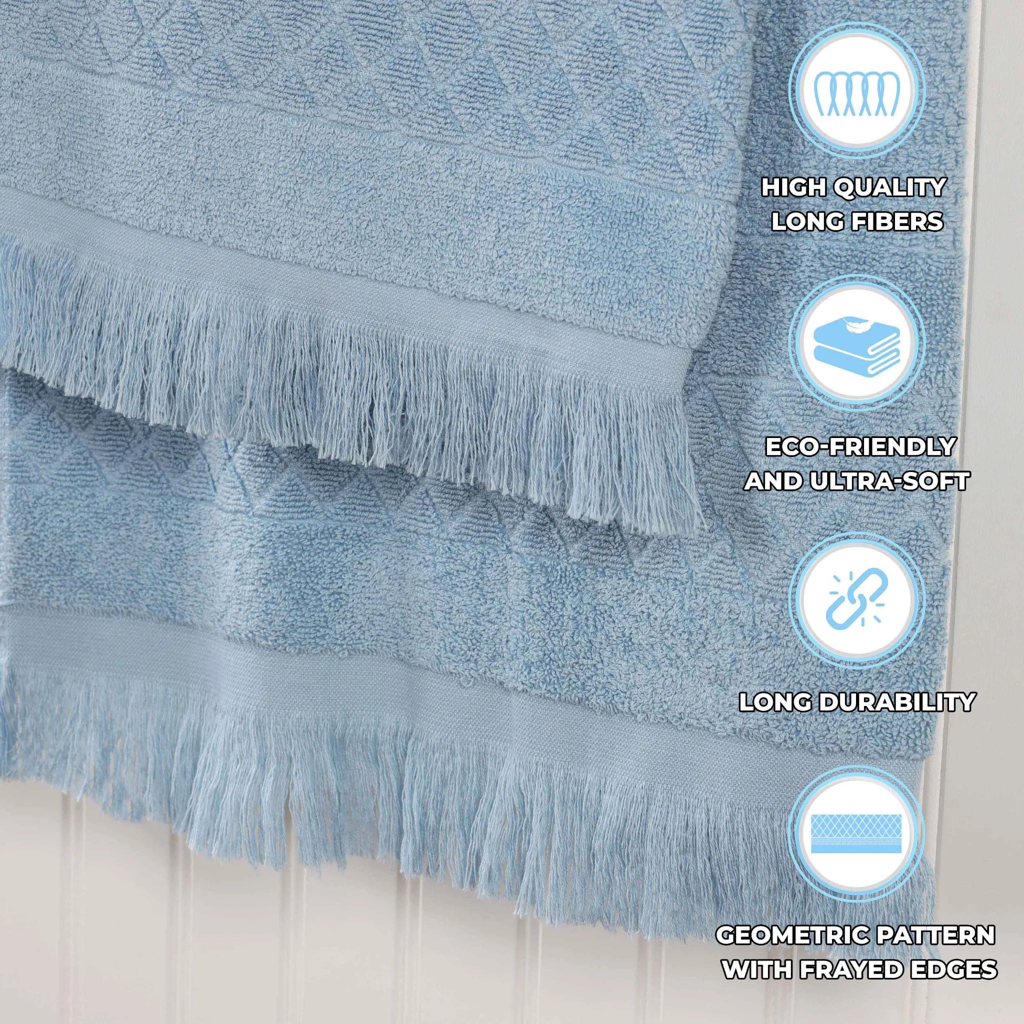 Cotton Geometric Jacquard Absorbent Bath Towel Set of 3 - Bath Towel by Superior Brand