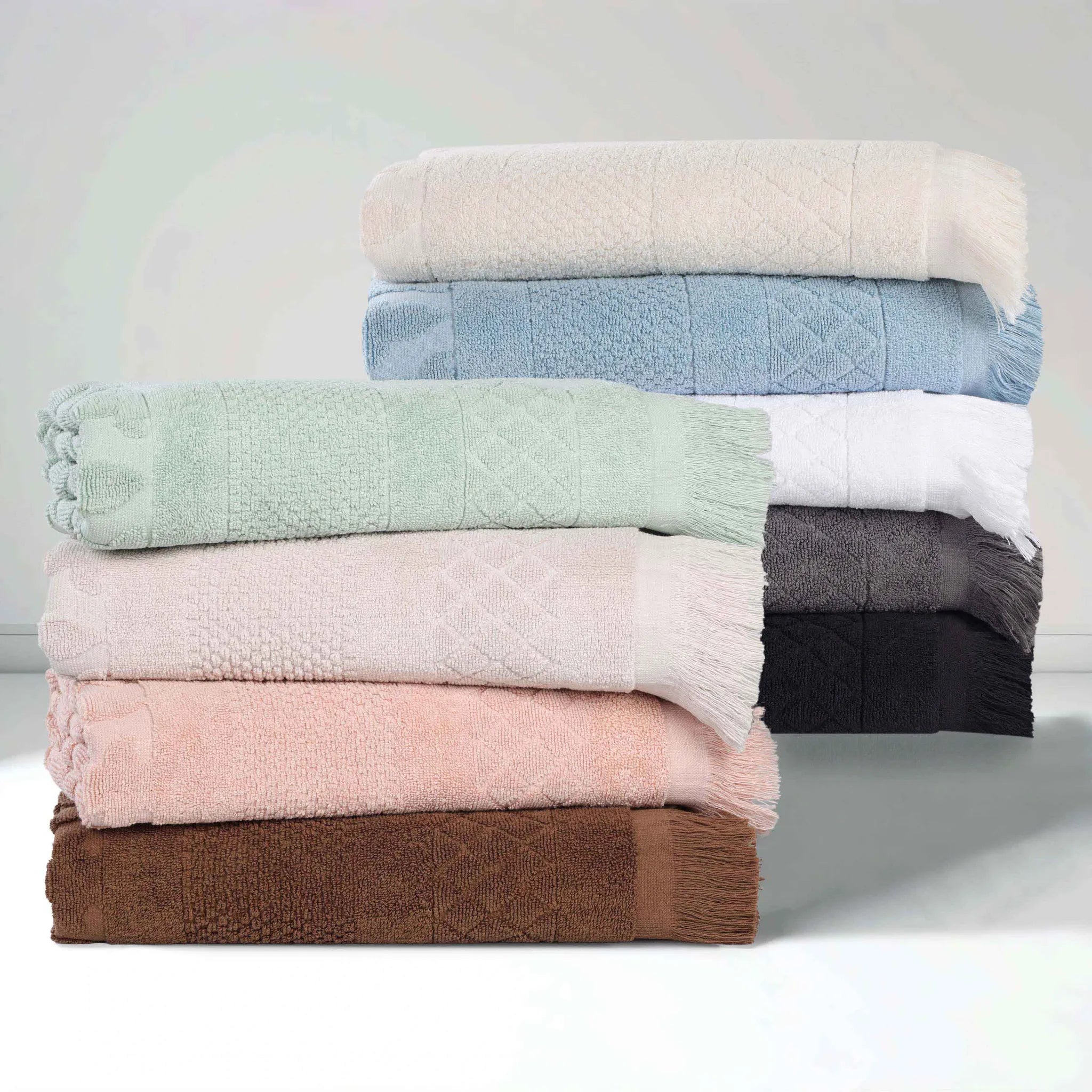 Cotton Geometric Jacquard Absorbent Bath Towel Set of 3 - Bath Towel by Superior Brand