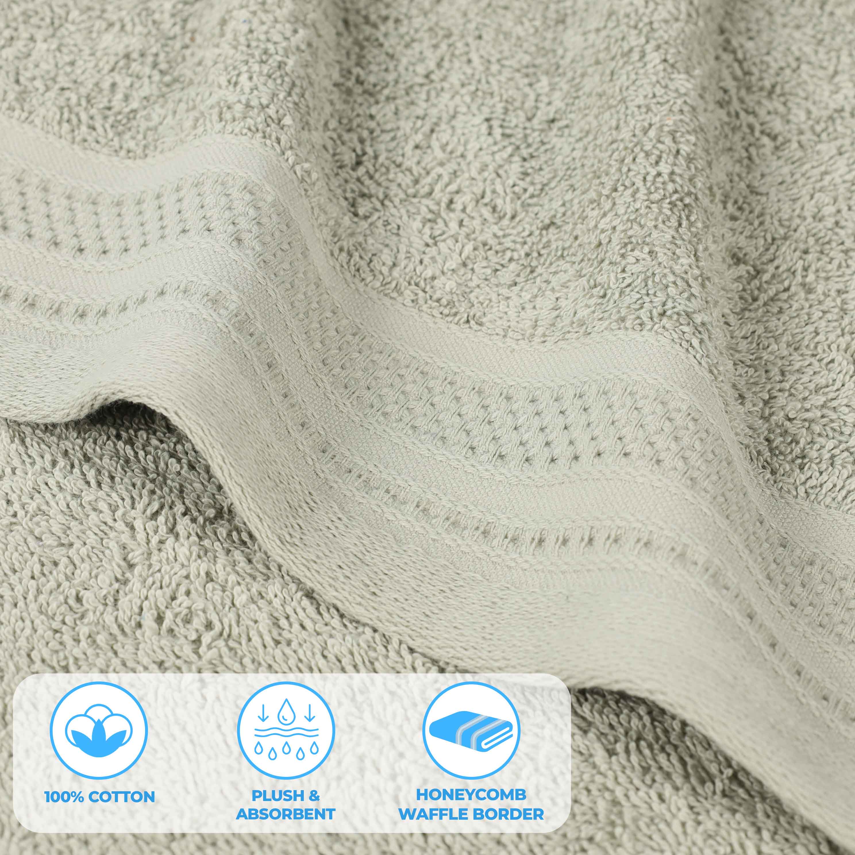 Honeycomb Textured Waffle Border Cotton Bath Towels, Set of 4 - Bath Towel by Superior Brand
