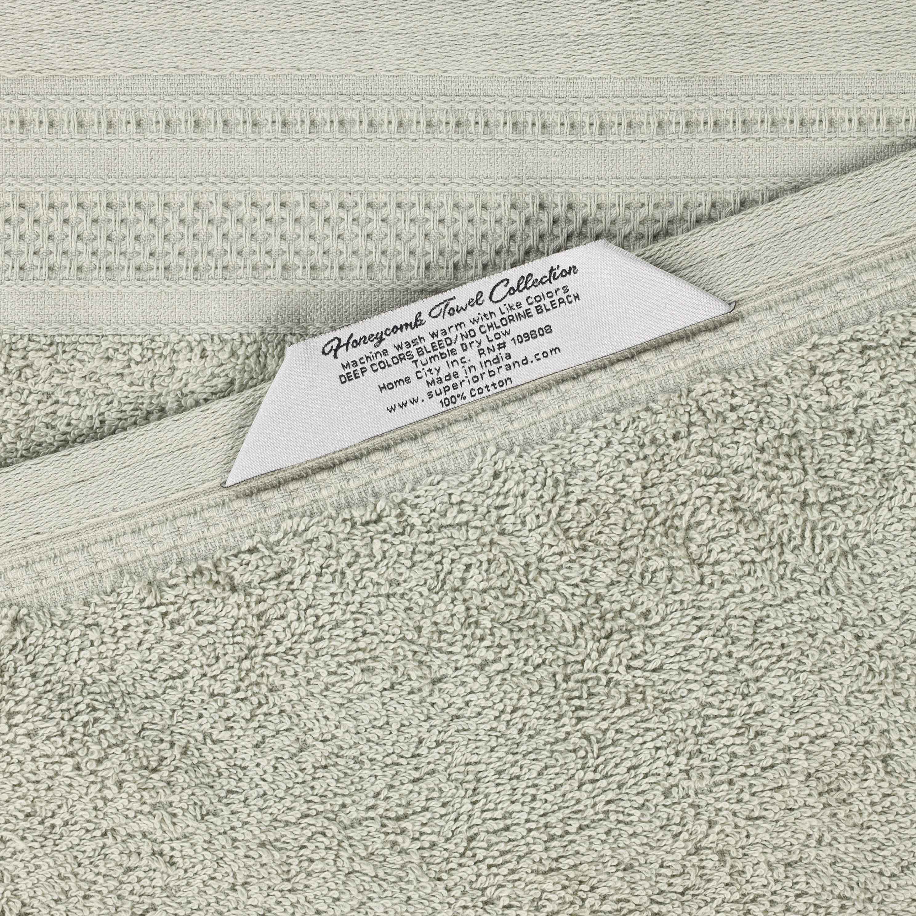 Honeycomb Textured Waffle Border Cotton Bath Towels, Set of 4 - Bath Towel by Superior Brand