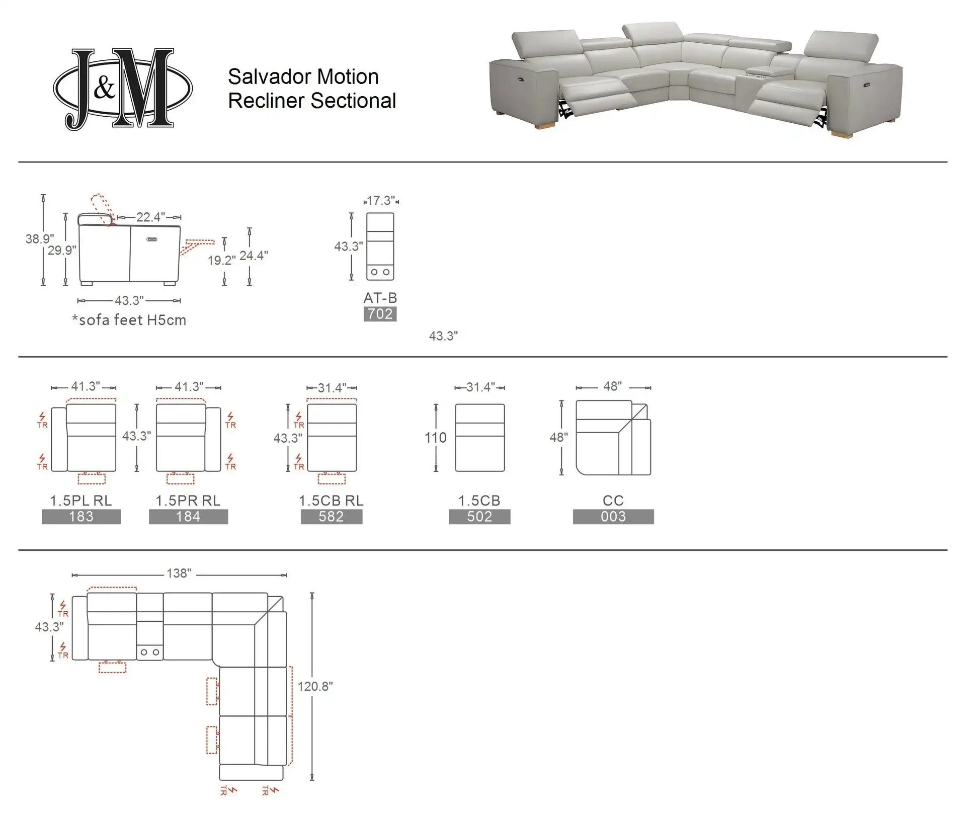 Salvador Grey 6Pc Motion Sectional | Modern Leather Sectional - Best Buy Furniture