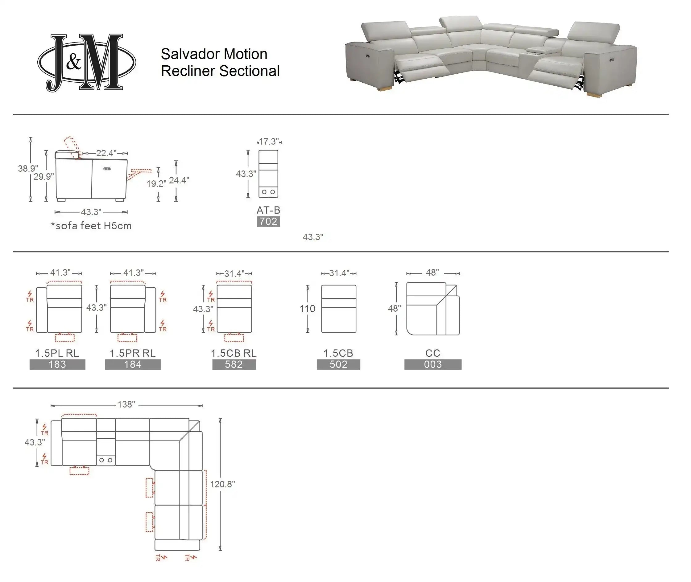 Salvador Grey 6Pc Motion Sectional | Modern Leather Sectional - Best Buy Furniture