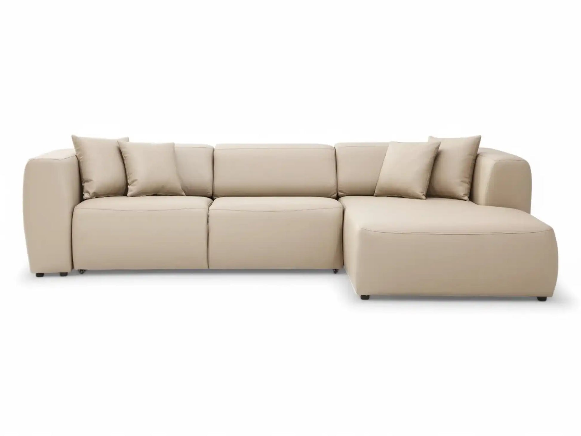 Picasso 119" Wide Convertible Sleeper Sectional – Beige Leather RAF - Best Buy Furniture