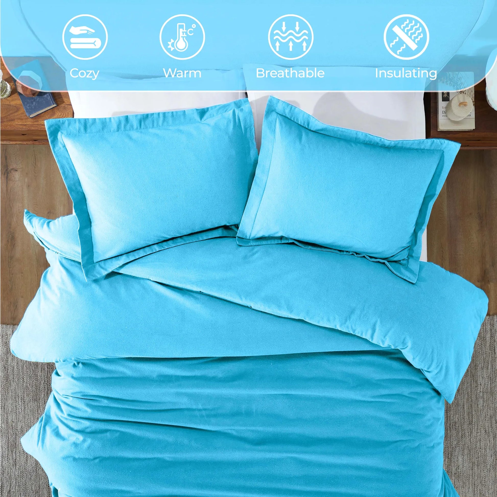 Flannel Cotton Modern Solid Fuzzy Duvet Cover Set With Pillow Shams - Duvet Cover Set by Superior Brand