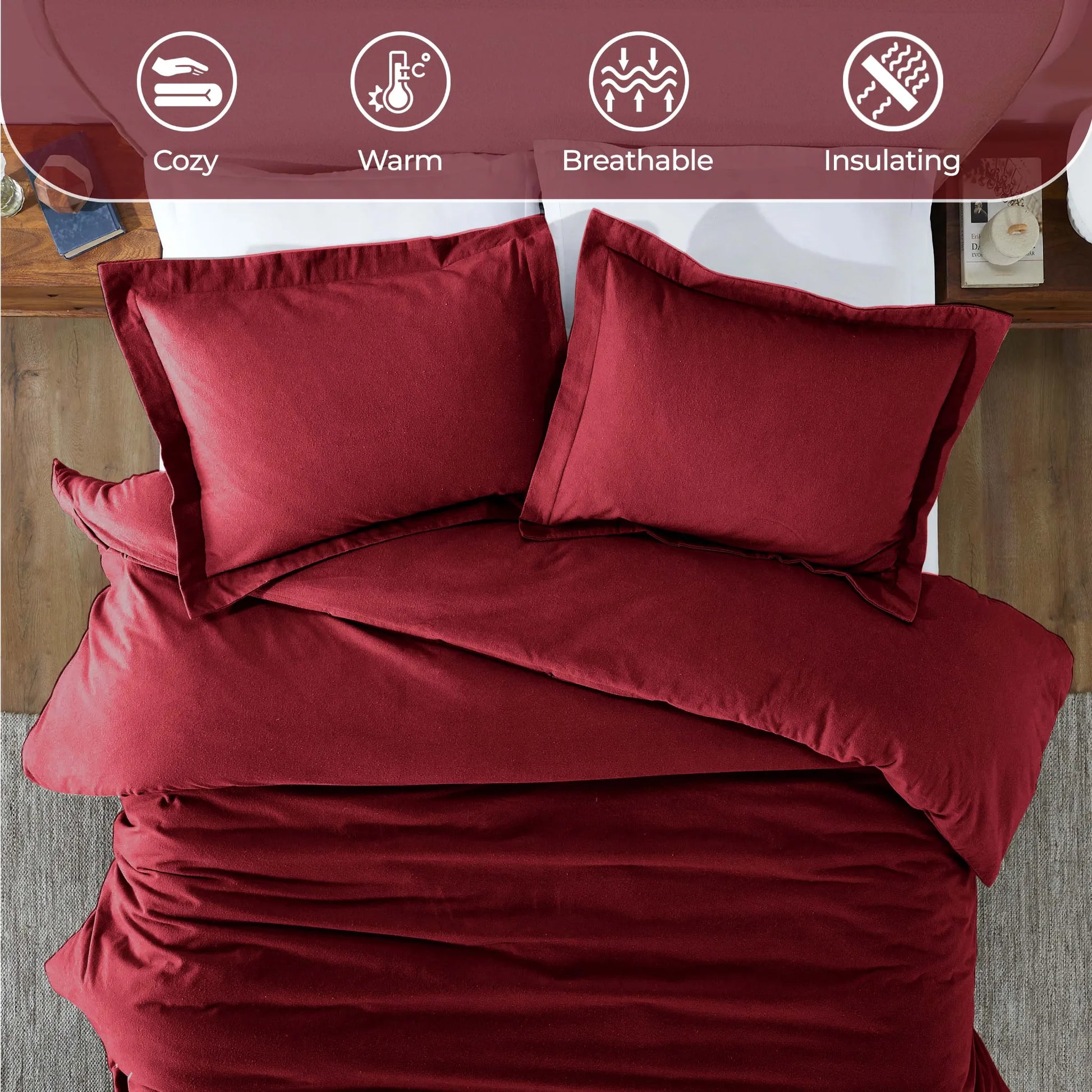 Flannel Cotton Modern Solid Fuzzy Duvet Cover Set With Pillow Shams - Duvet Cover Set by Superior Brand
