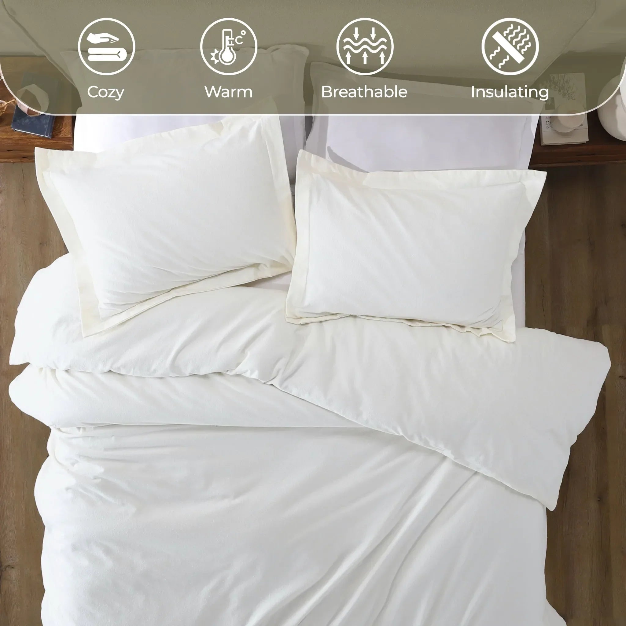 Flannel Cotton Modern Solid Fuzzy Duvet Cover Set With Pillow Shams - Duvet Cover Set by Superior Brand