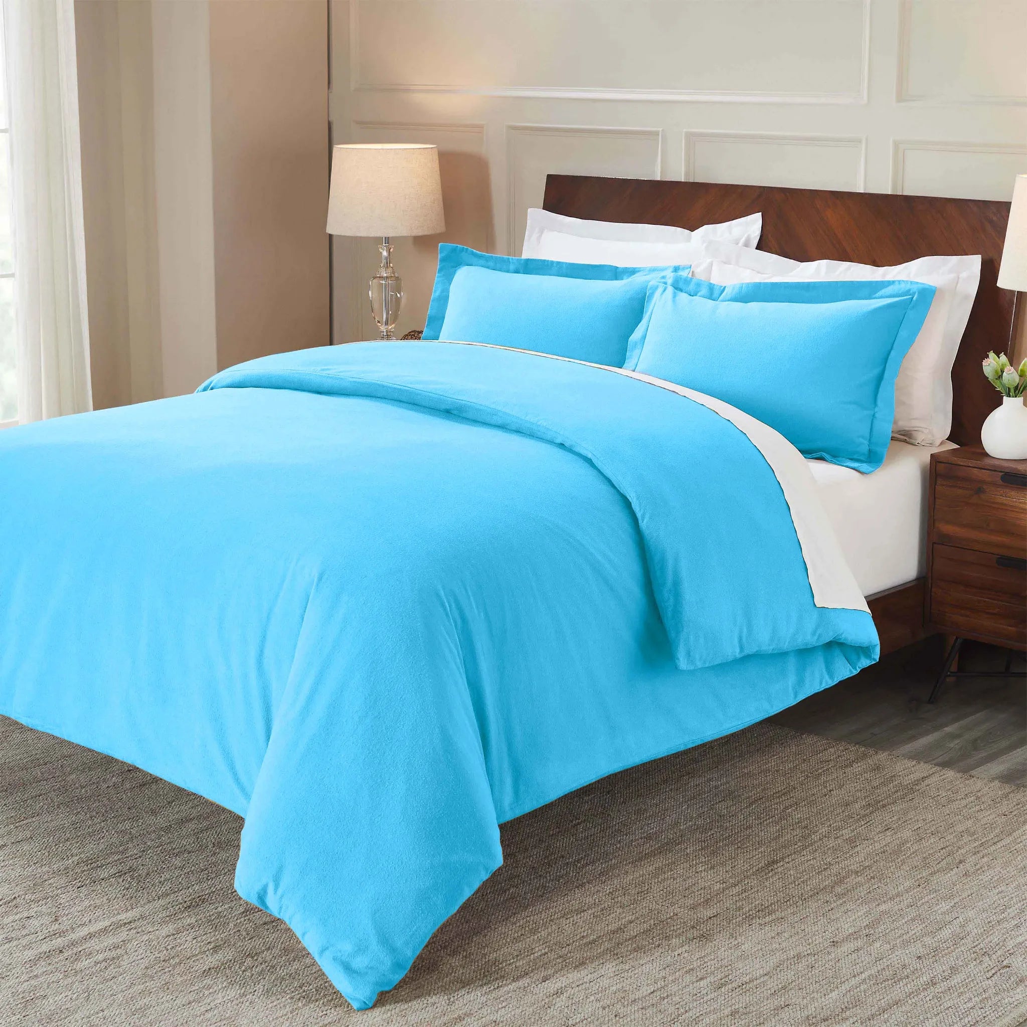 Flannel Cotton Modern Solid Fuzzy Duvet Cover Set With Pillow Shams - Duvet Cover Set by Superior Brand