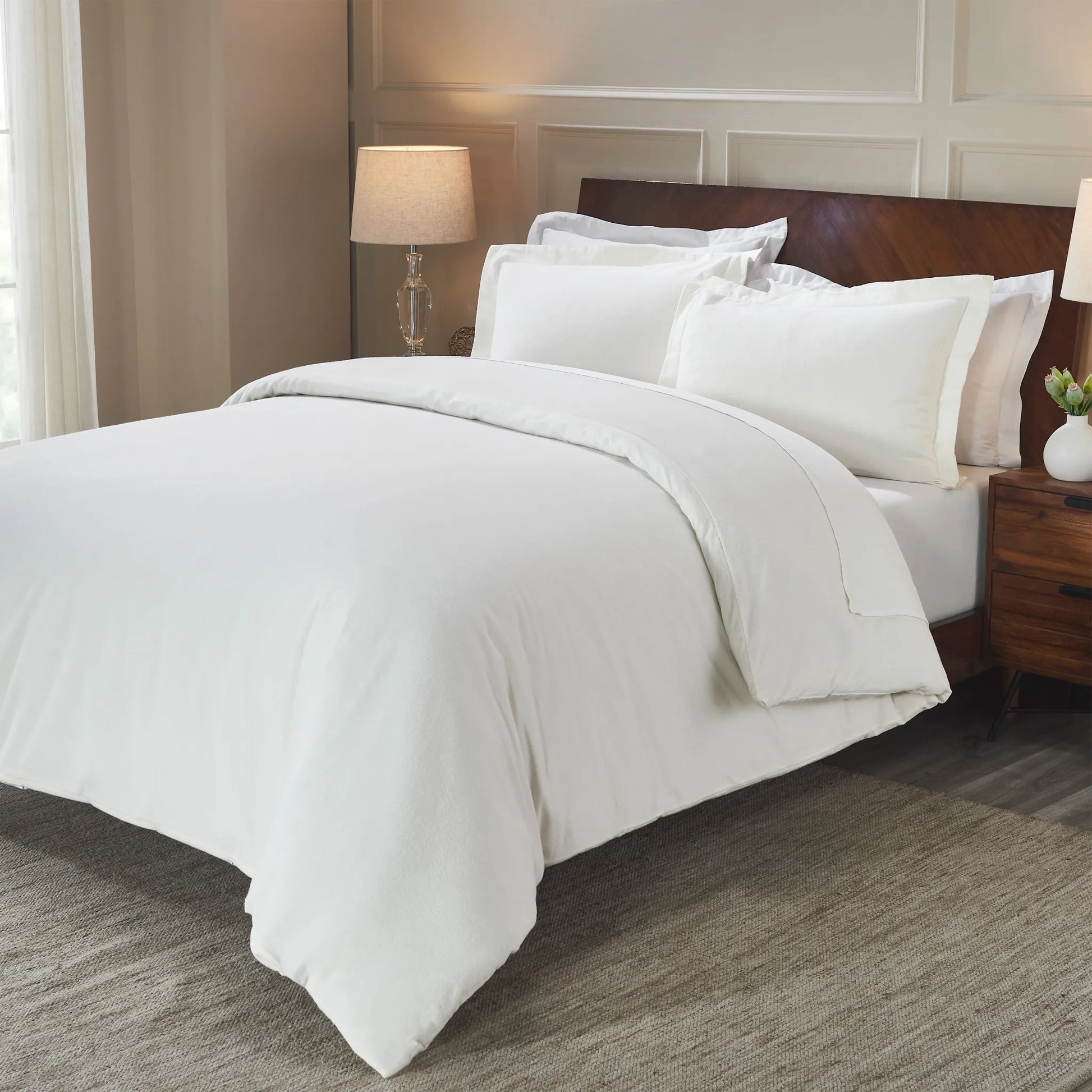 Flannel Cotton Modern Solid Fuzzy Duvet Cover Set With Pillow Shams - Duvet Cover Set by Superior Brand