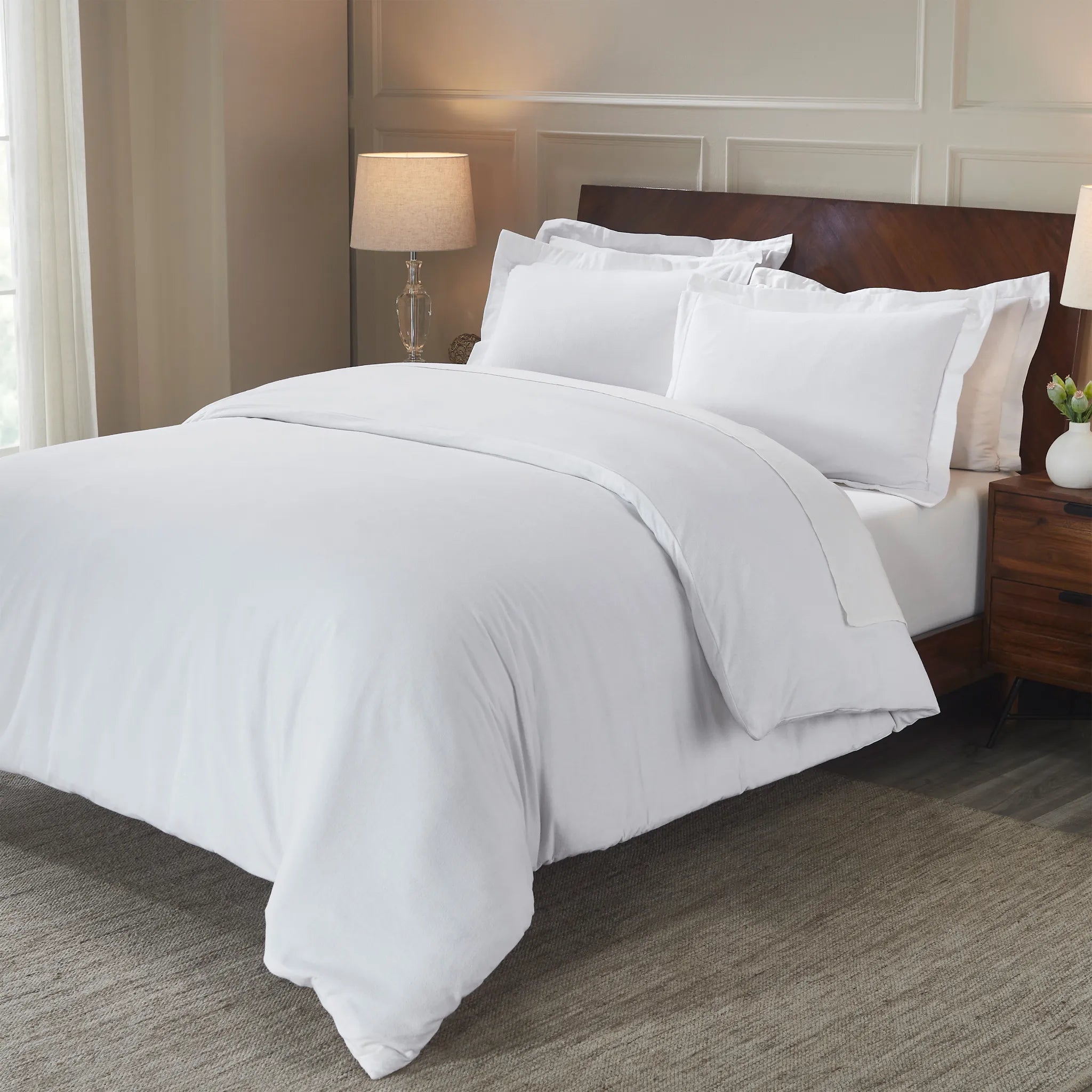 Flannel Cotton Modern Solid Fuzzy Duvet Cover Set With Pillow Shams - Duvet Cover Set by Superior Brand