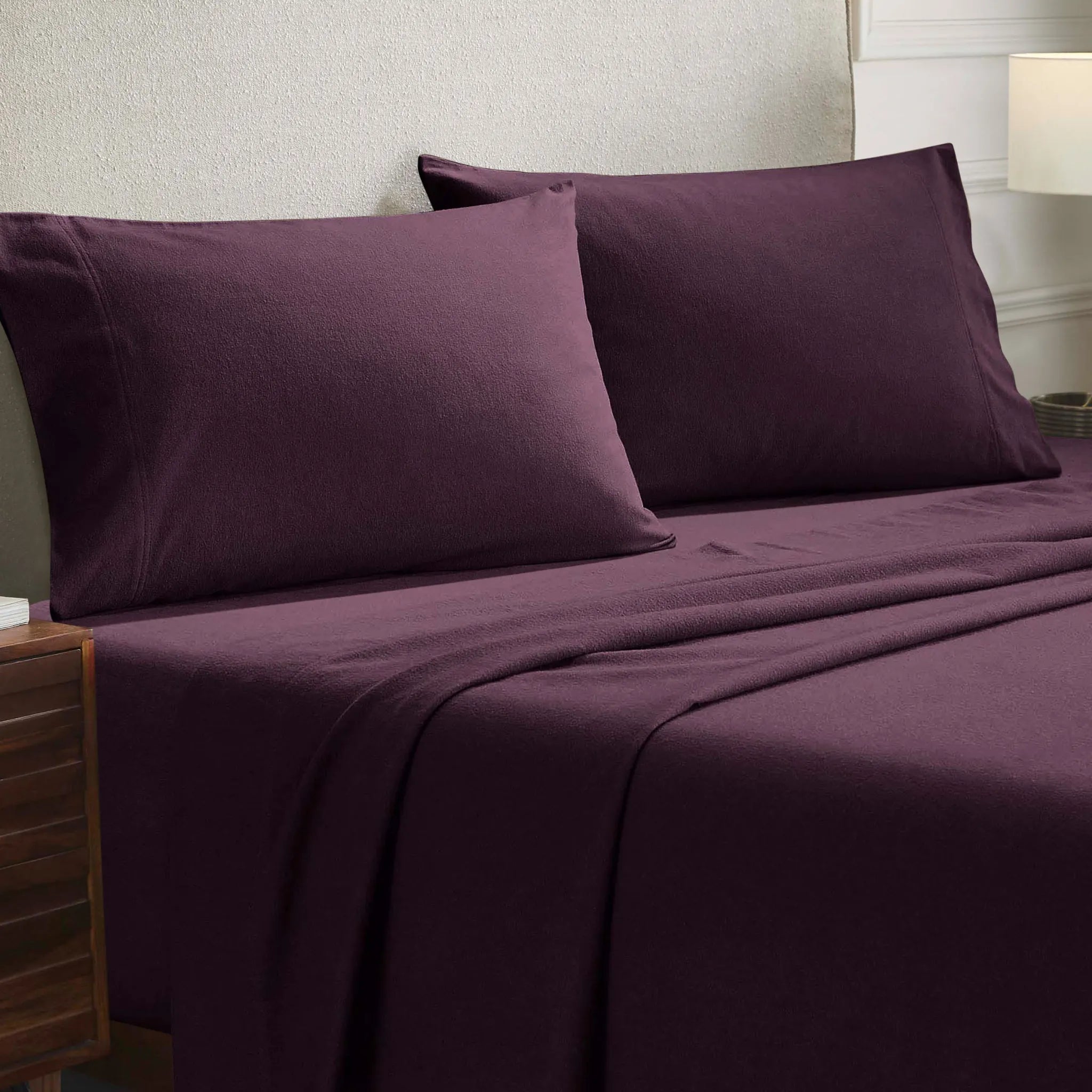 Solid Flannel Cotton Soft Fuzzy Pillowcases, Set of 2 - Pillowcases by Superior Brand