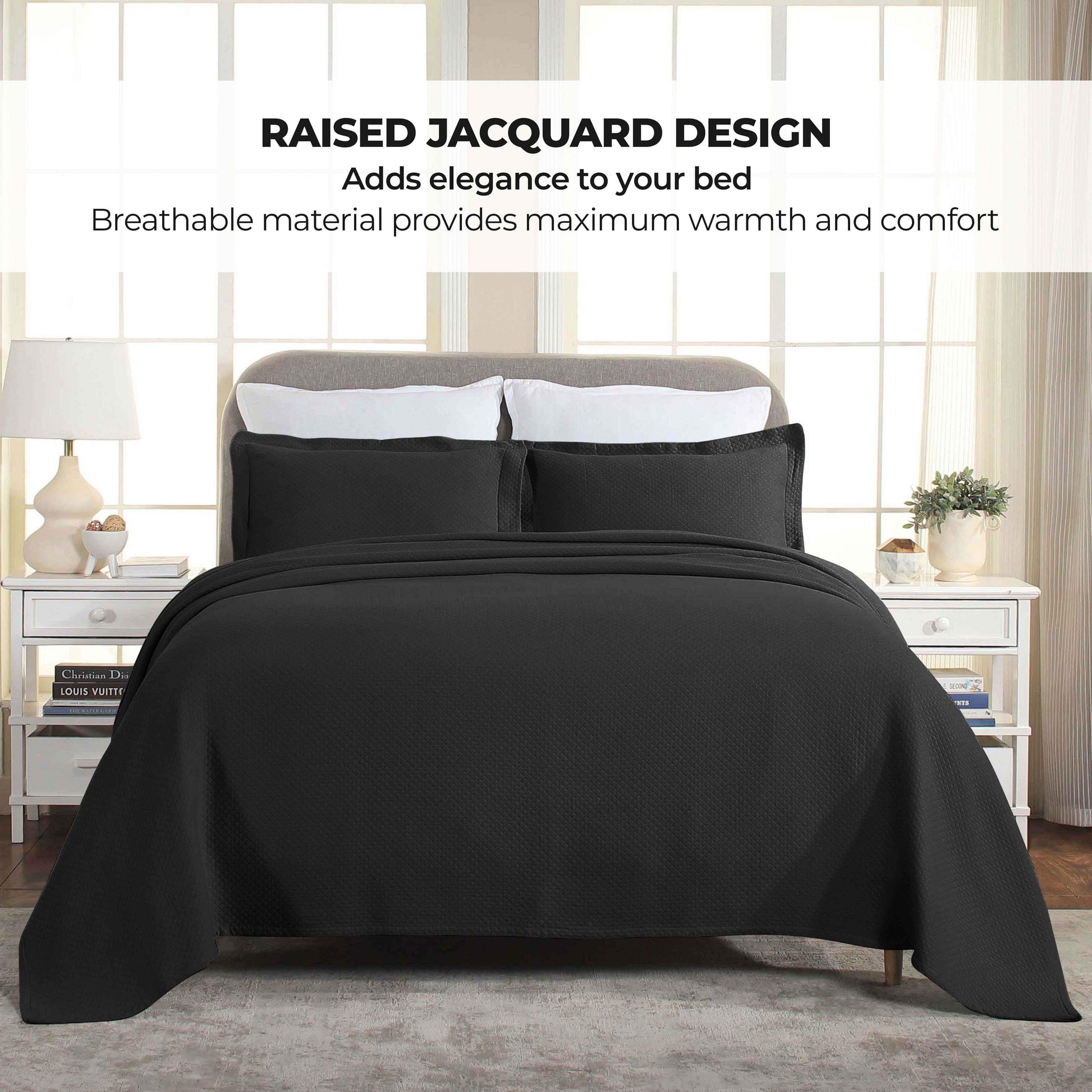 Solitaire Jacquard Matelassé Cotton Diamond Solitaire Bedspread Set - Bedspread by Superior Brand