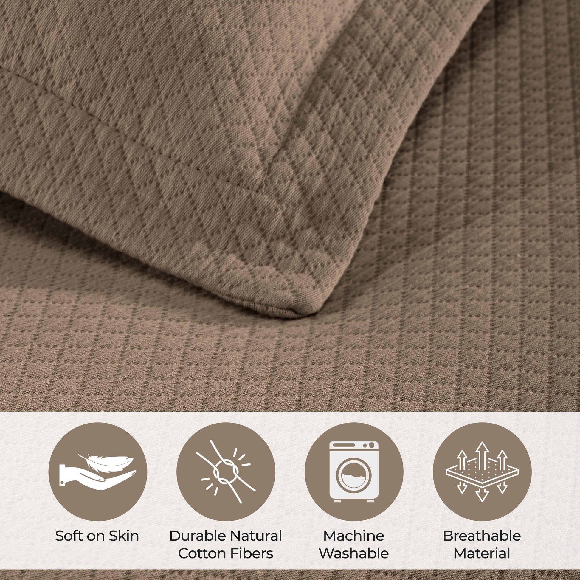 Solitaire Jacquard Matelassé Cotton Diamond Solitaire Bedspread Set - Bedspread by Superior Brand