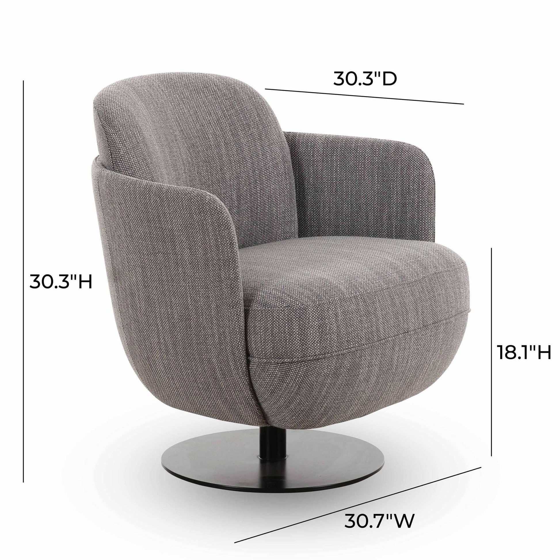 Solange Grey Textured Weave Swivel Chair - Best Buy Furniture