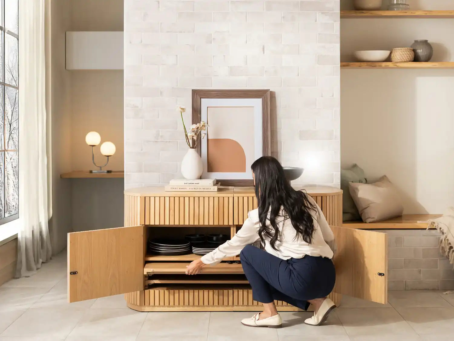 Transformer Round Sideboard - Panel Storage - Best Buy Furniture