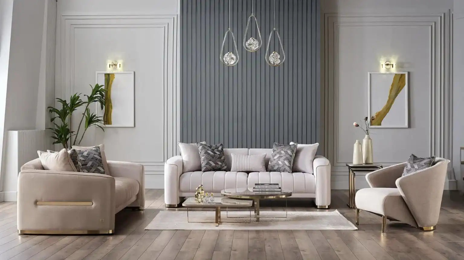 Veronica Living Room 3 PCS - Silver Vizon - Best Buy Furniture