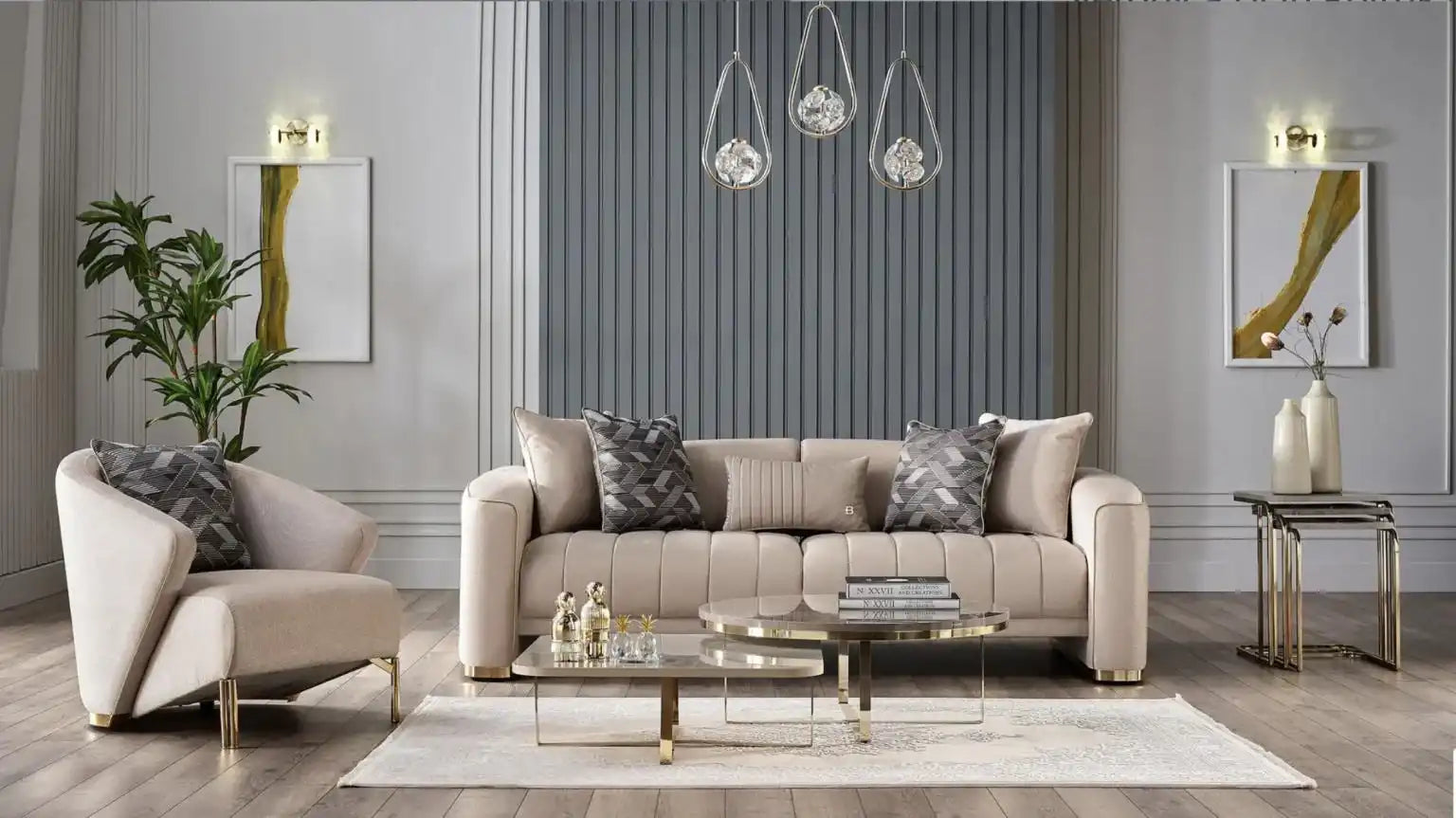 Veronica Living Room 3 PCS - Silver Vizon - Best Buy Furniture