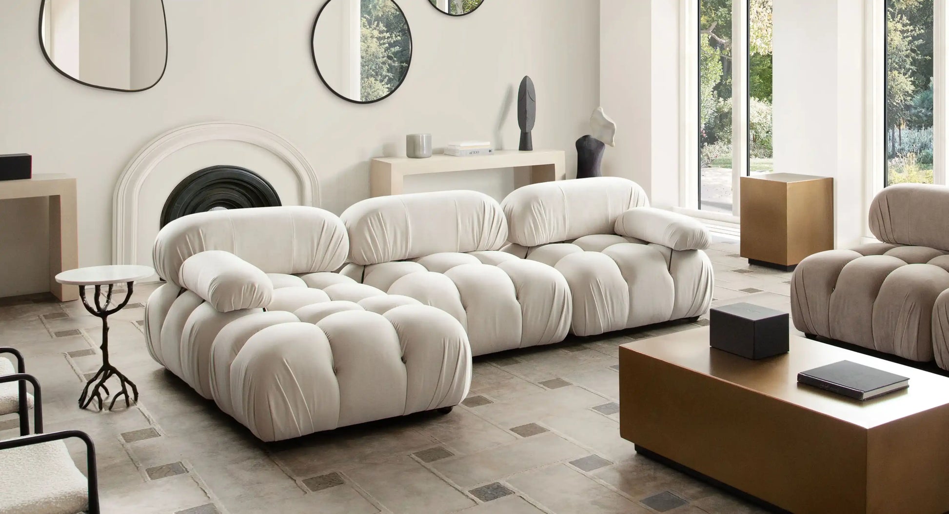 Paloma 4 Piece Reversible Sectional – Light Cream Velvet - Best Buy Furniture