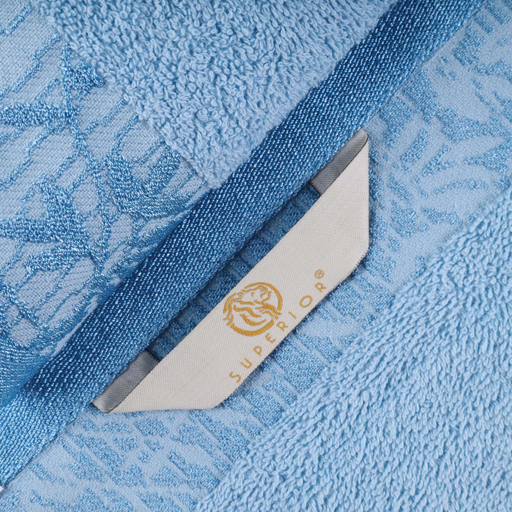 Cotton Floral Jacquard Border Bath Towel Set of 4 - Bath Towel by Superior Brand
