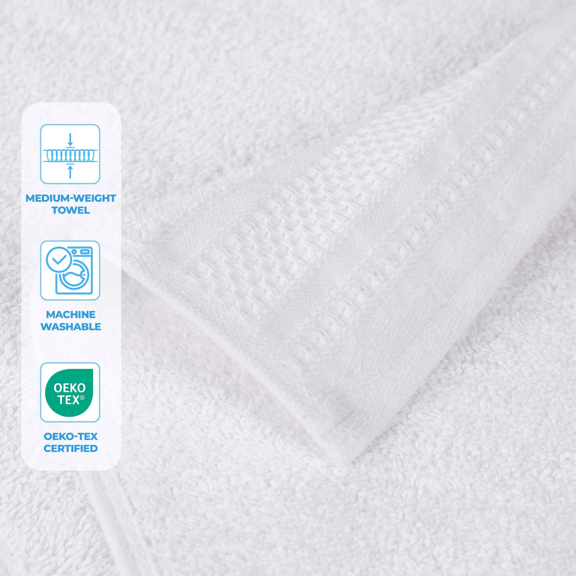 Honeycomb Textured Waffle Border Cotton Bath Towels, Set of 4 - Bath Towel by Superior Brand